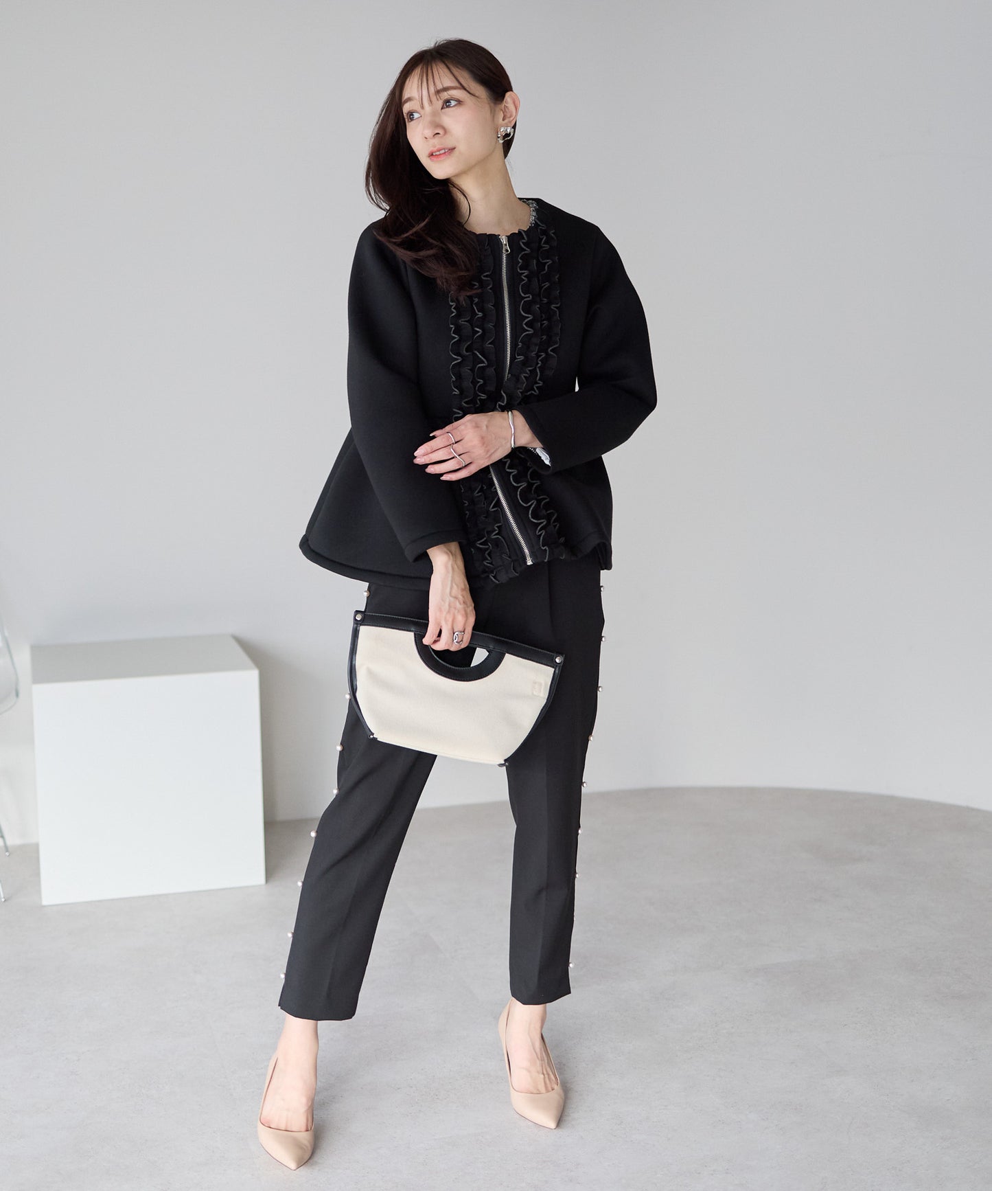 【1月25日(日)20時〜新発売】予約販売フロントフリルペプラムジャケット