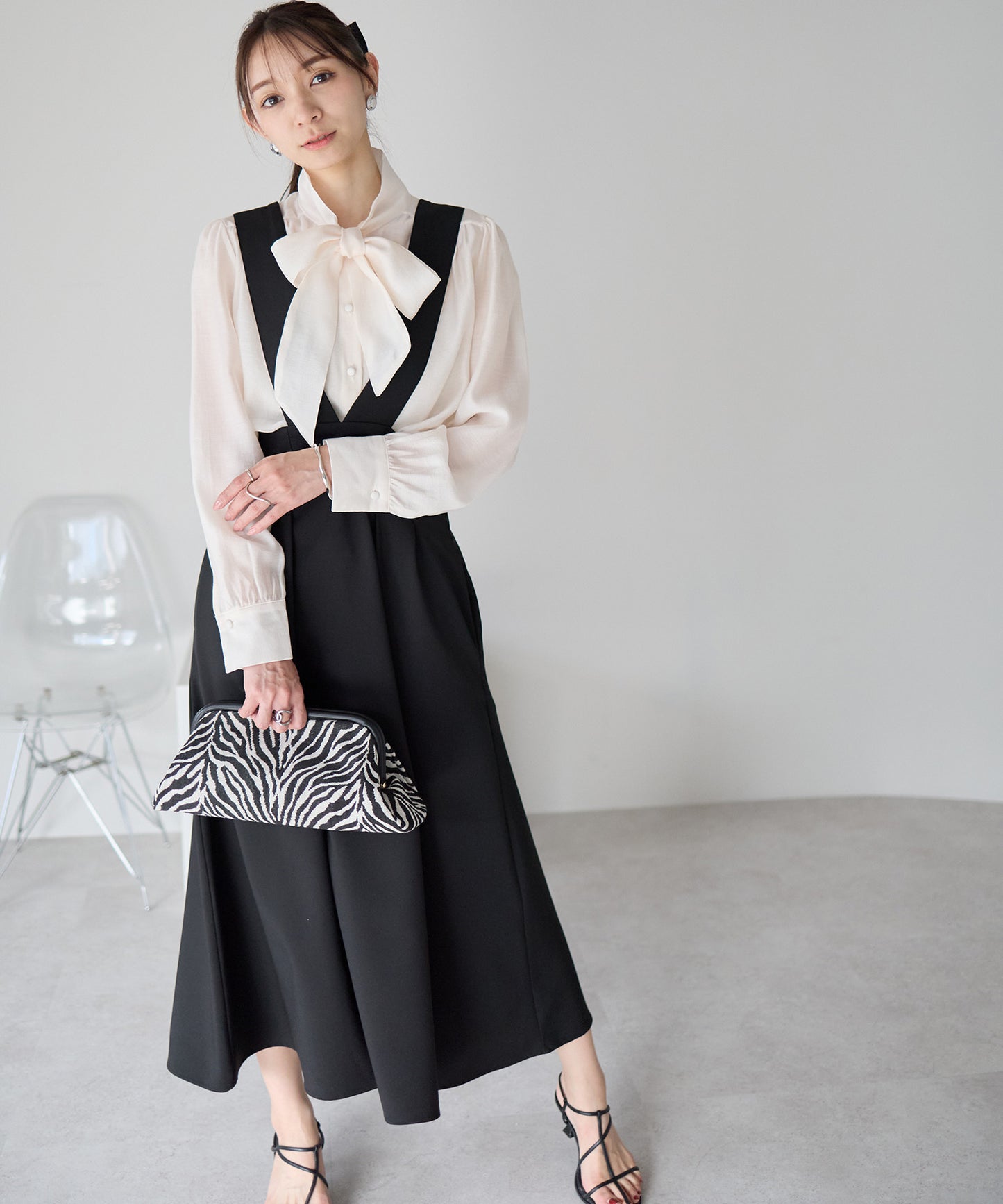 【1月25日(日)20時〜新発売】バックリボンジャンパースカート