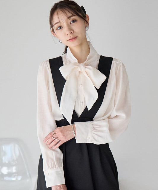 【3月1日(日)20時〜再入荷】ボウタイソフトシアーブラウス