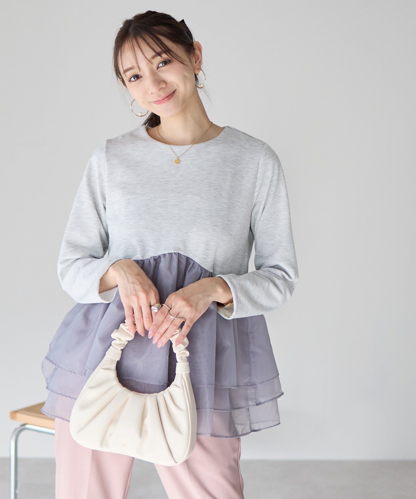 【1月25日(日)20時〜新発売】エアリーチュールペプラムトップス