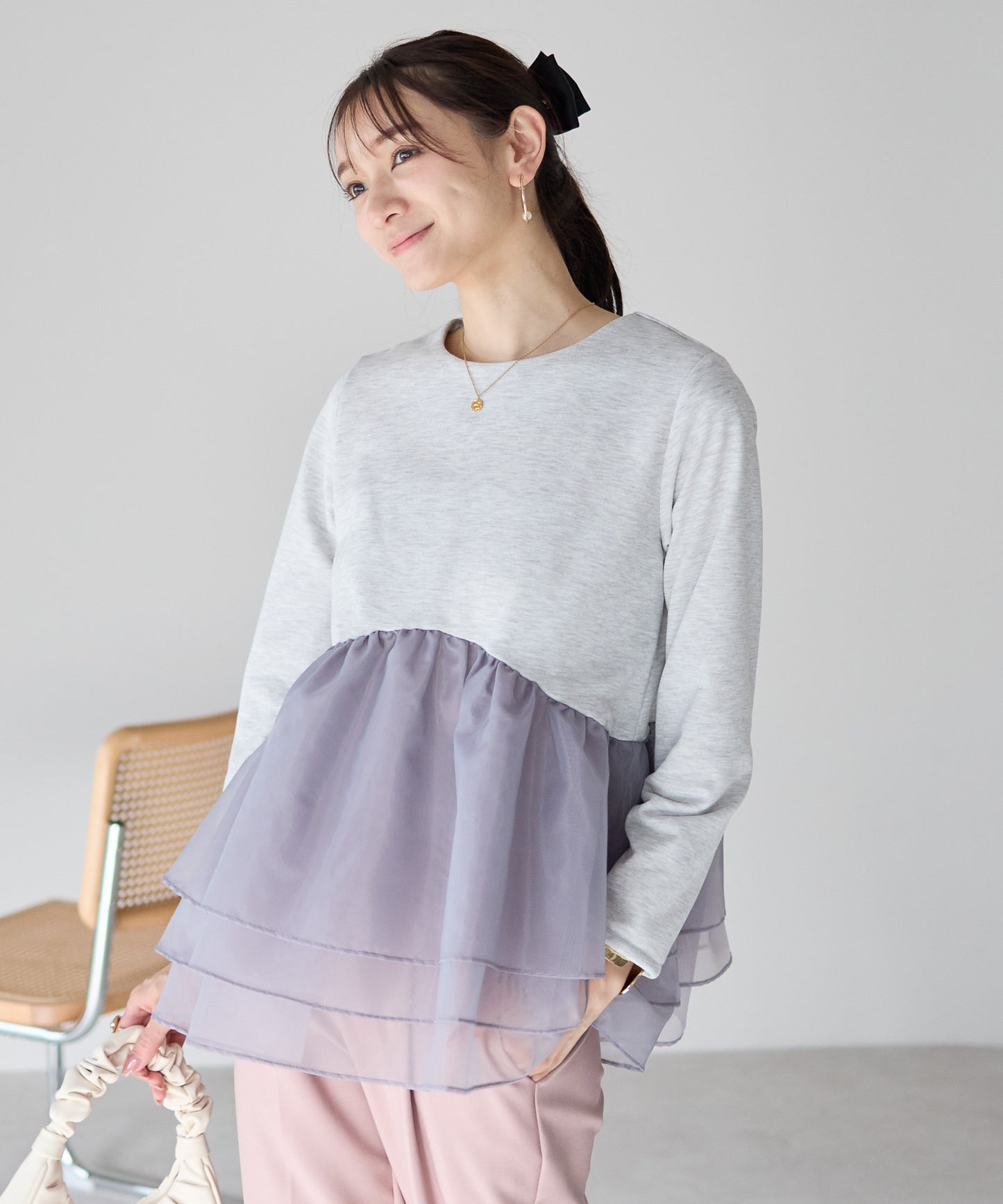 【1月25日(日)20時〜新発売】エアリーチュールペプラムトップス