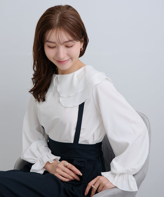 【2月15日(日)20時〜新発売】ツインフローラルカラーブラウス-Soft Touch-