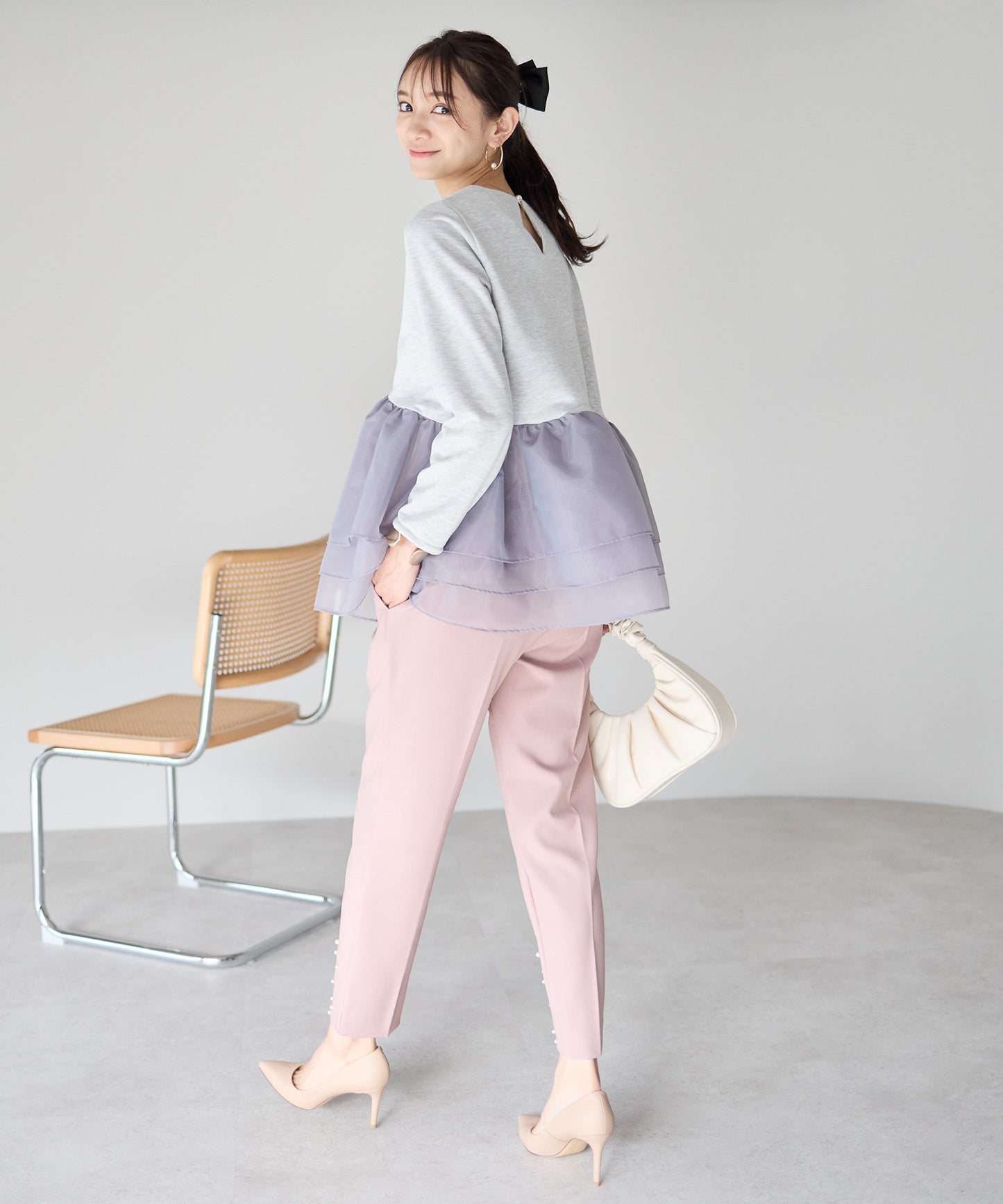 【1月25日(日)20時〜新発売】エアリーチュールペプラムトップス