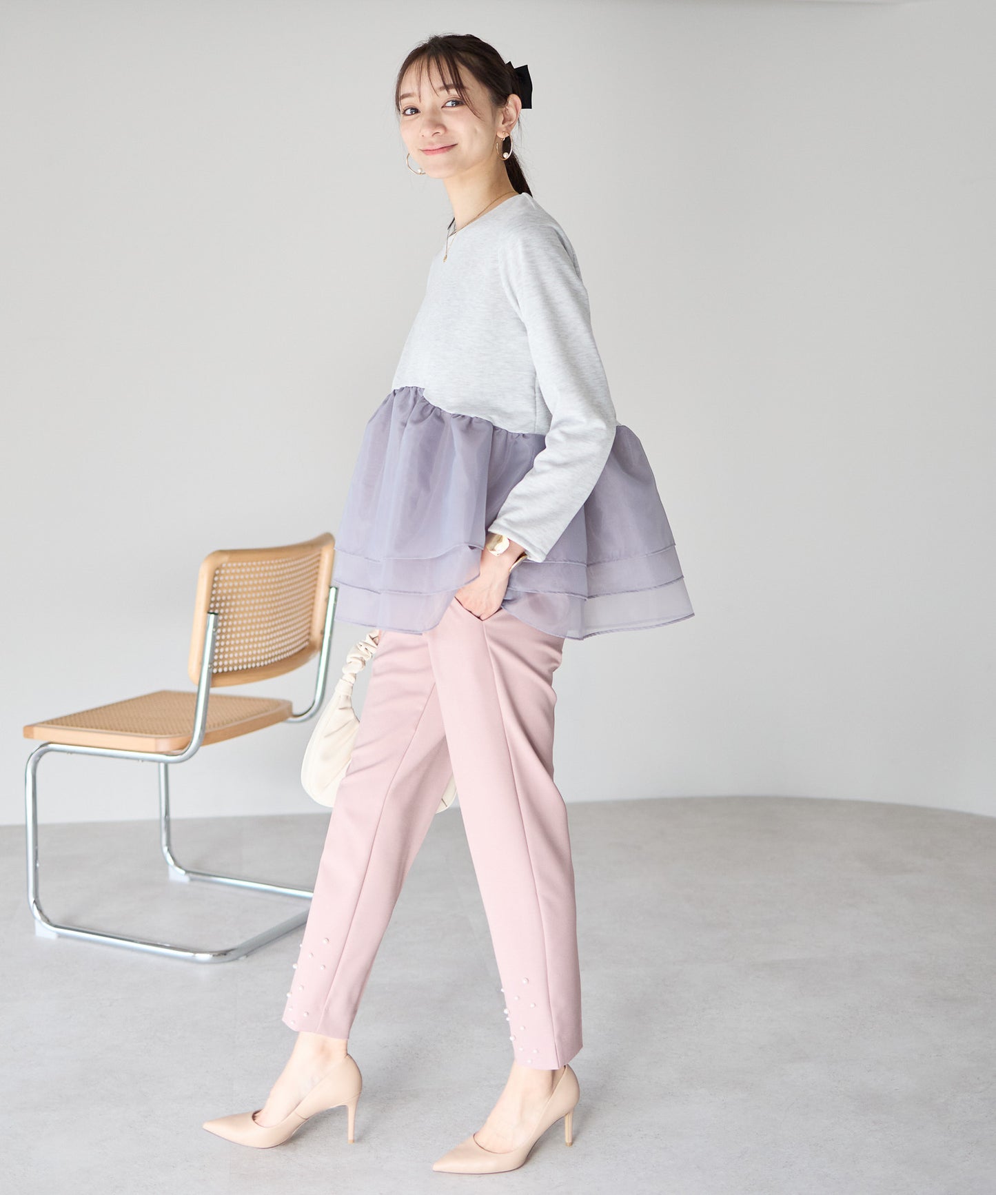 【1月25日(日)20時〜新発売】エアリーチュールペプラムトップス