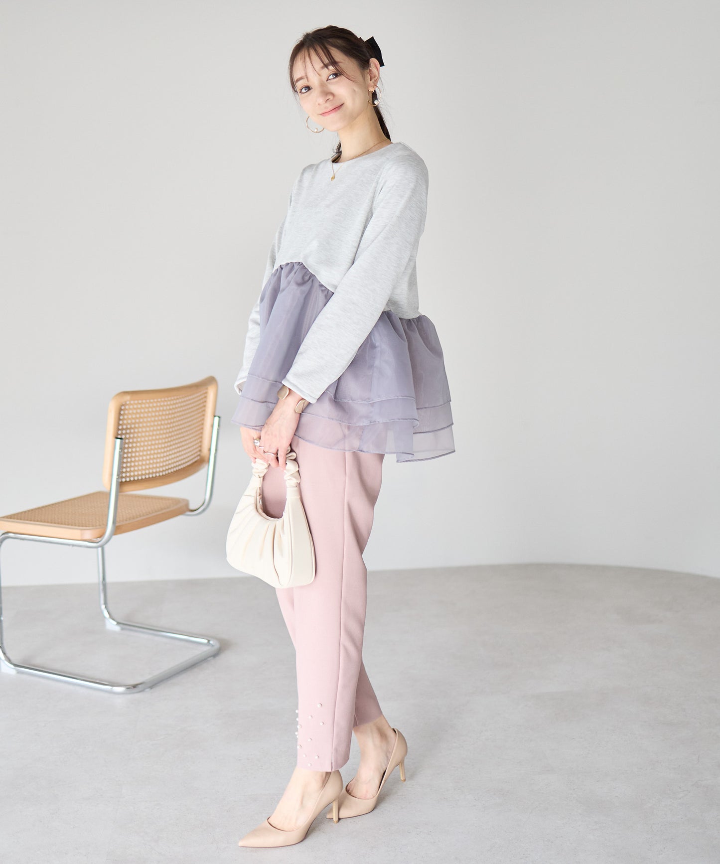 【1月25日(日)20時〜新発売】エアリーチュールペプラムトップス