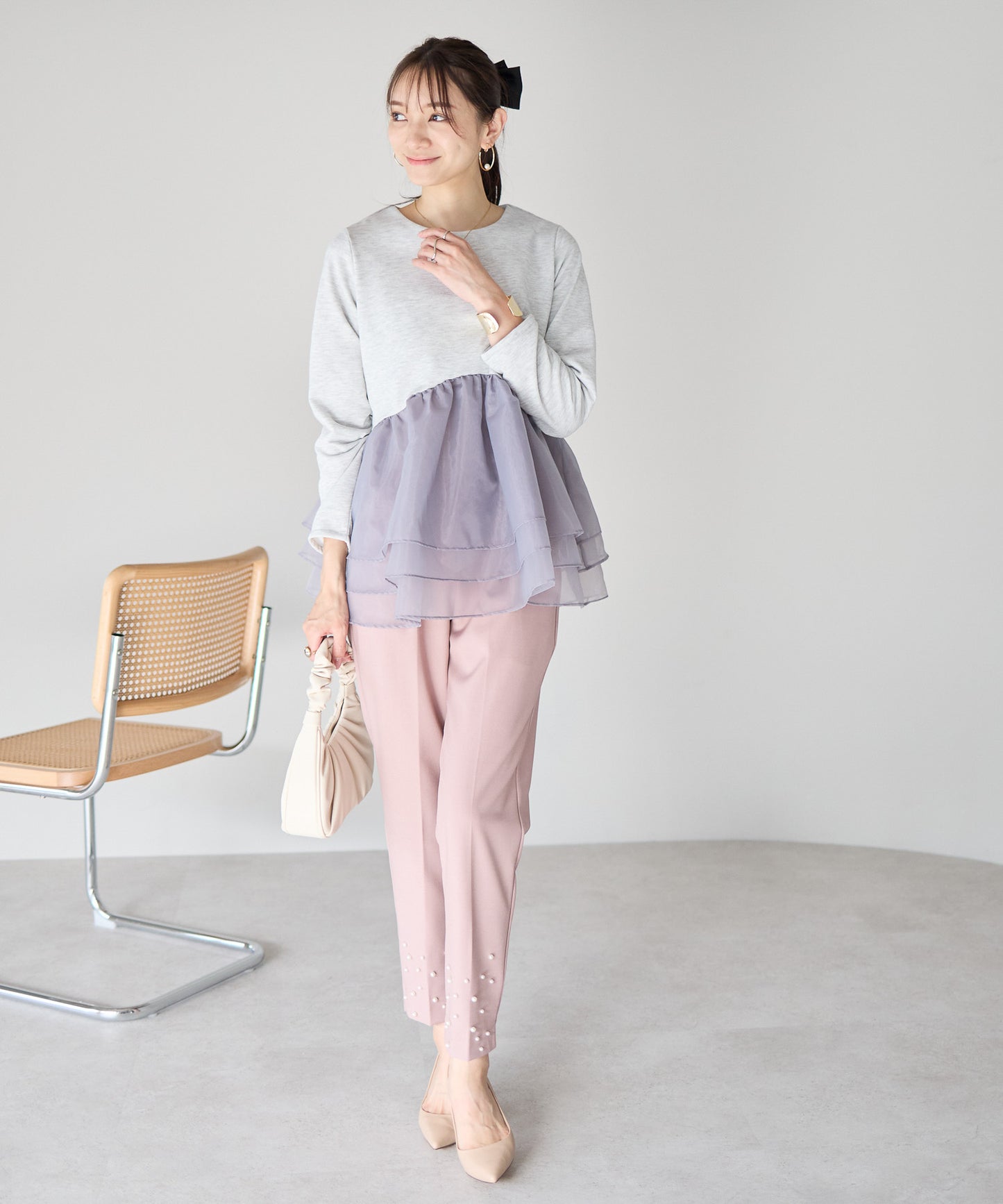 【1月25日(日)20時〜新発売】エアリーチュールペプラムトップス