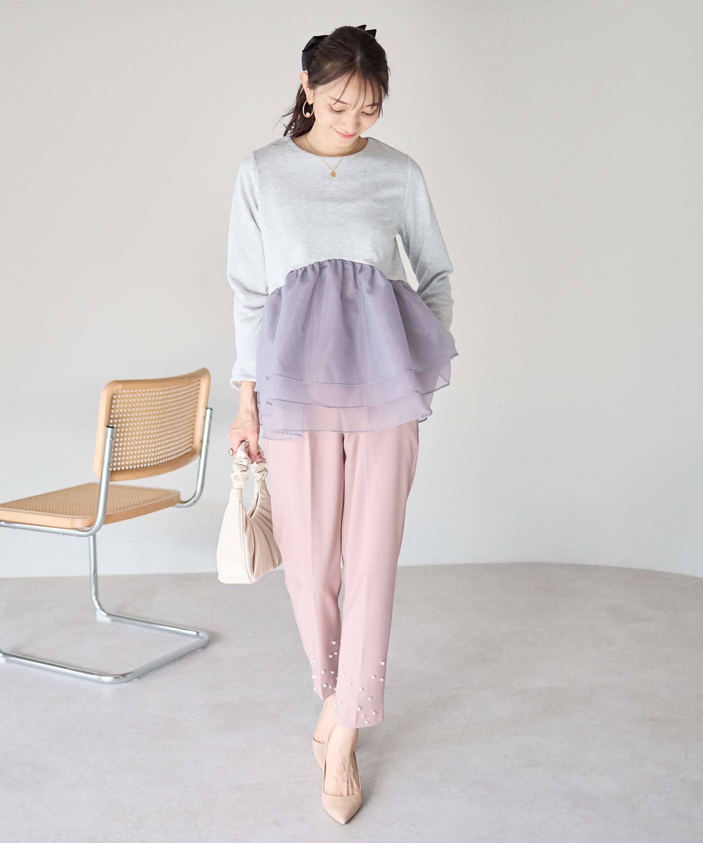 【1月25日(日)20時〜新発売】エアリーチュールペプラムトップス