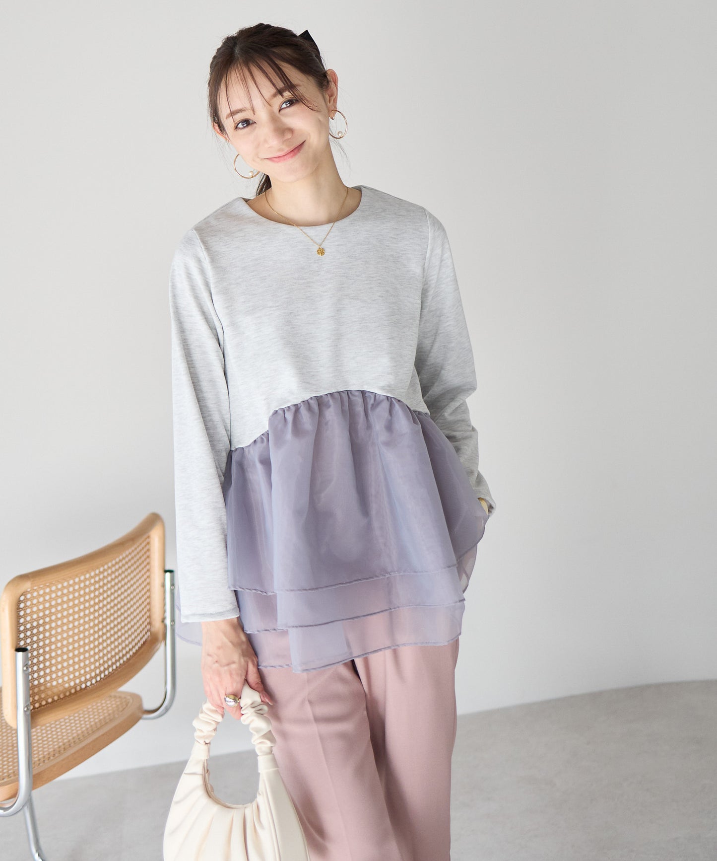 【1月25日(日)20時〜新発売】エアリーチュールペプラムトップス