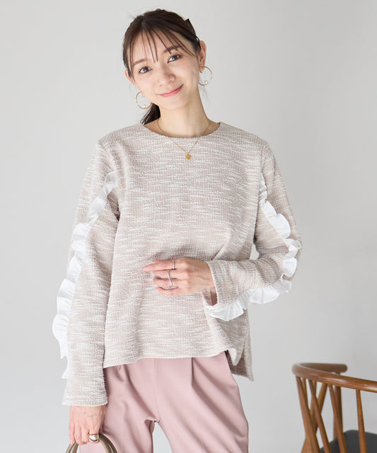 【2月1日(日)20時〜新発売】ツイードフリル袖トップス