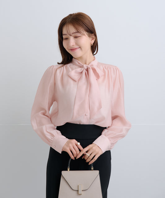 【2月22日(日)20時〜新発売】ボウタイソフトシアーブラウス