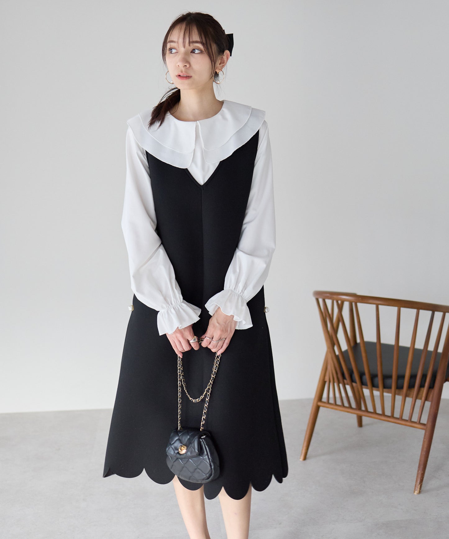 【2月15日(日)20時〜新発売】スカラップヘムラインワンピース