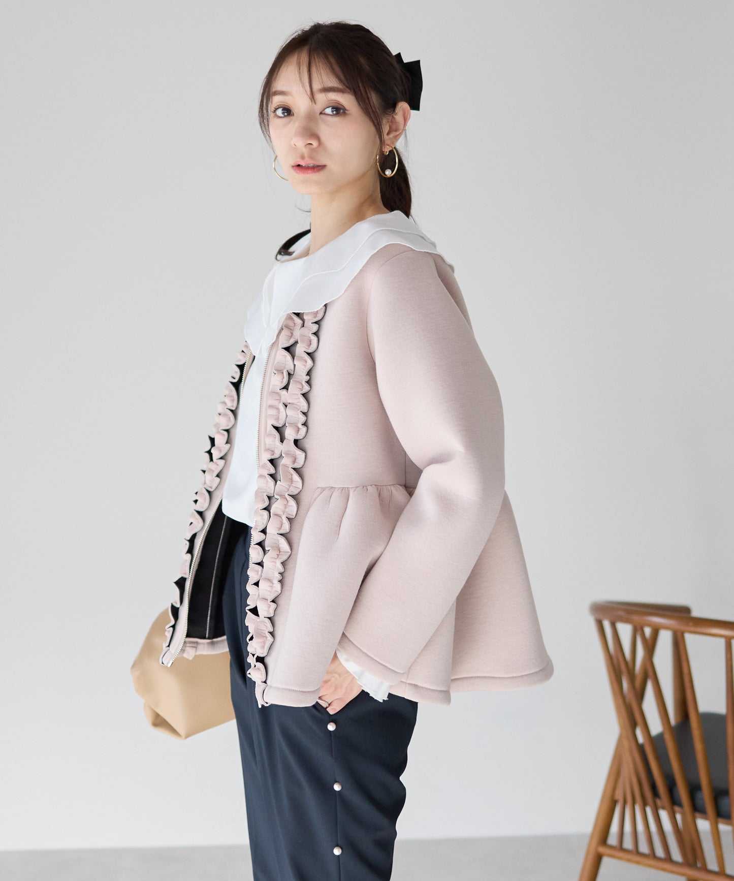 【1月25日(日)20時〜新発売】予約販売フロントフリルペプラムジャケット