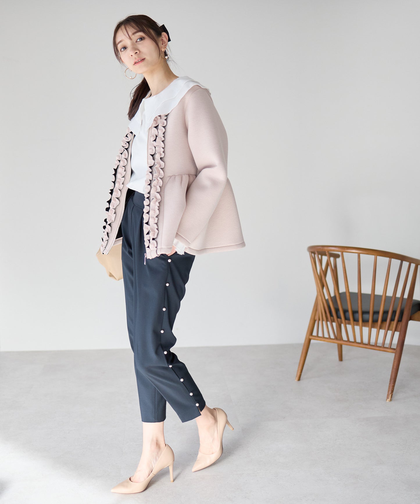 【1月25日(日)20時〜新発売】予約販売フロントフリルペプラムジャケット