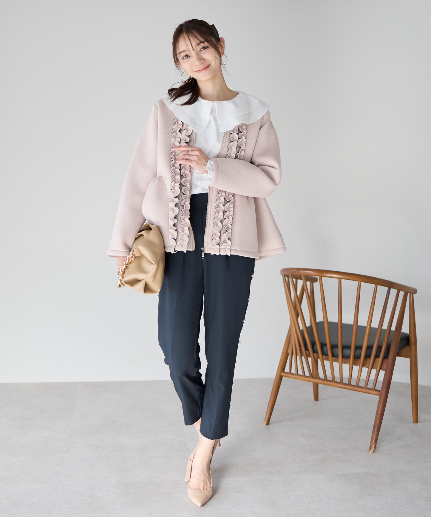 【1月25日(日)20時〜新発売】予約販売フロントフリルペプラムジャケット