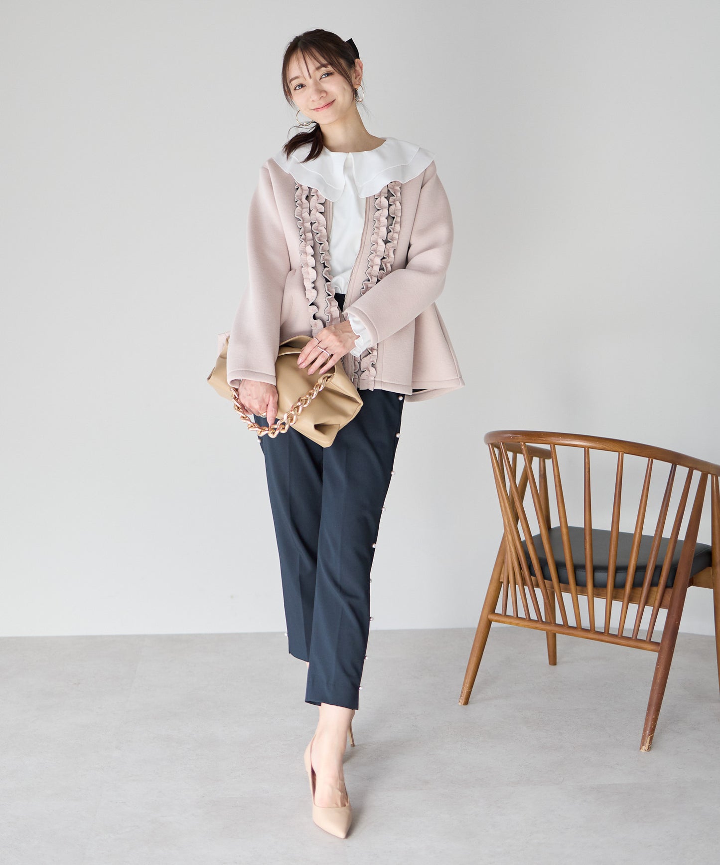 【1月25日(日)20時〜新発売】予約販売フロントフリルペプラムジャケット