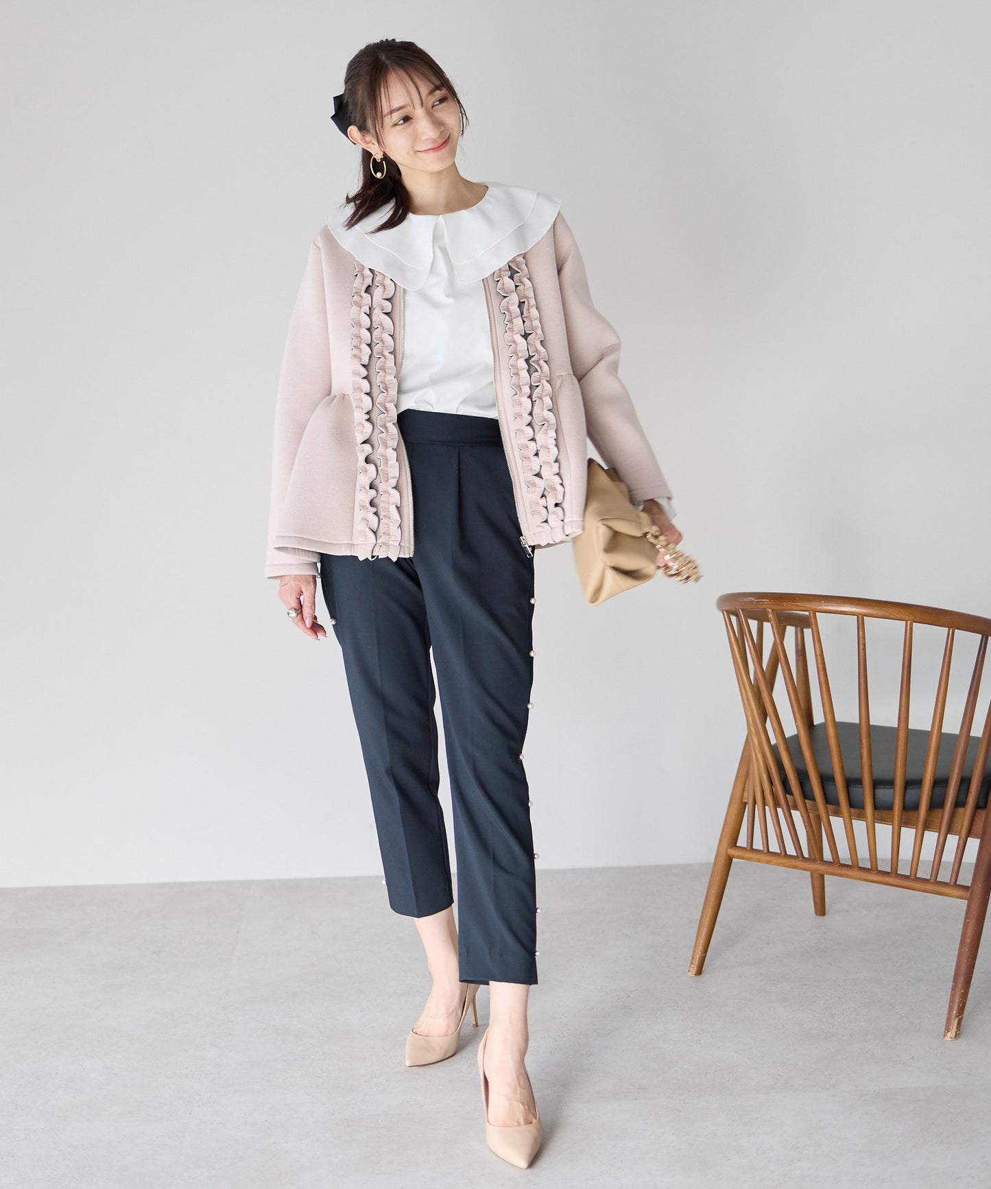 【1月25日(日)20時〜新発売】予約販売フロントフリルペプラムジャケット