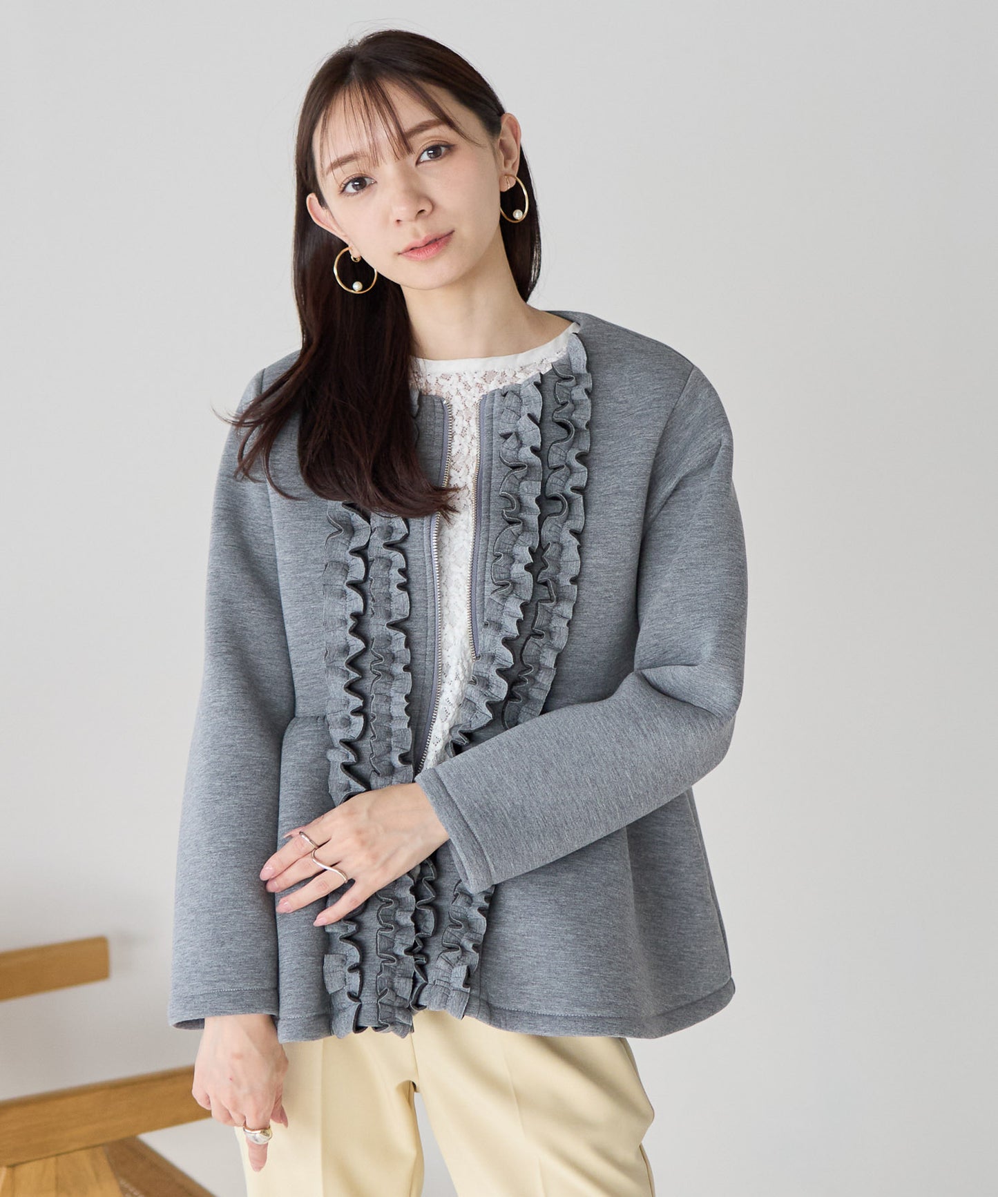 【1月25日(日)20時〜新発売】予約販売フロントフリルペプラムジャケット