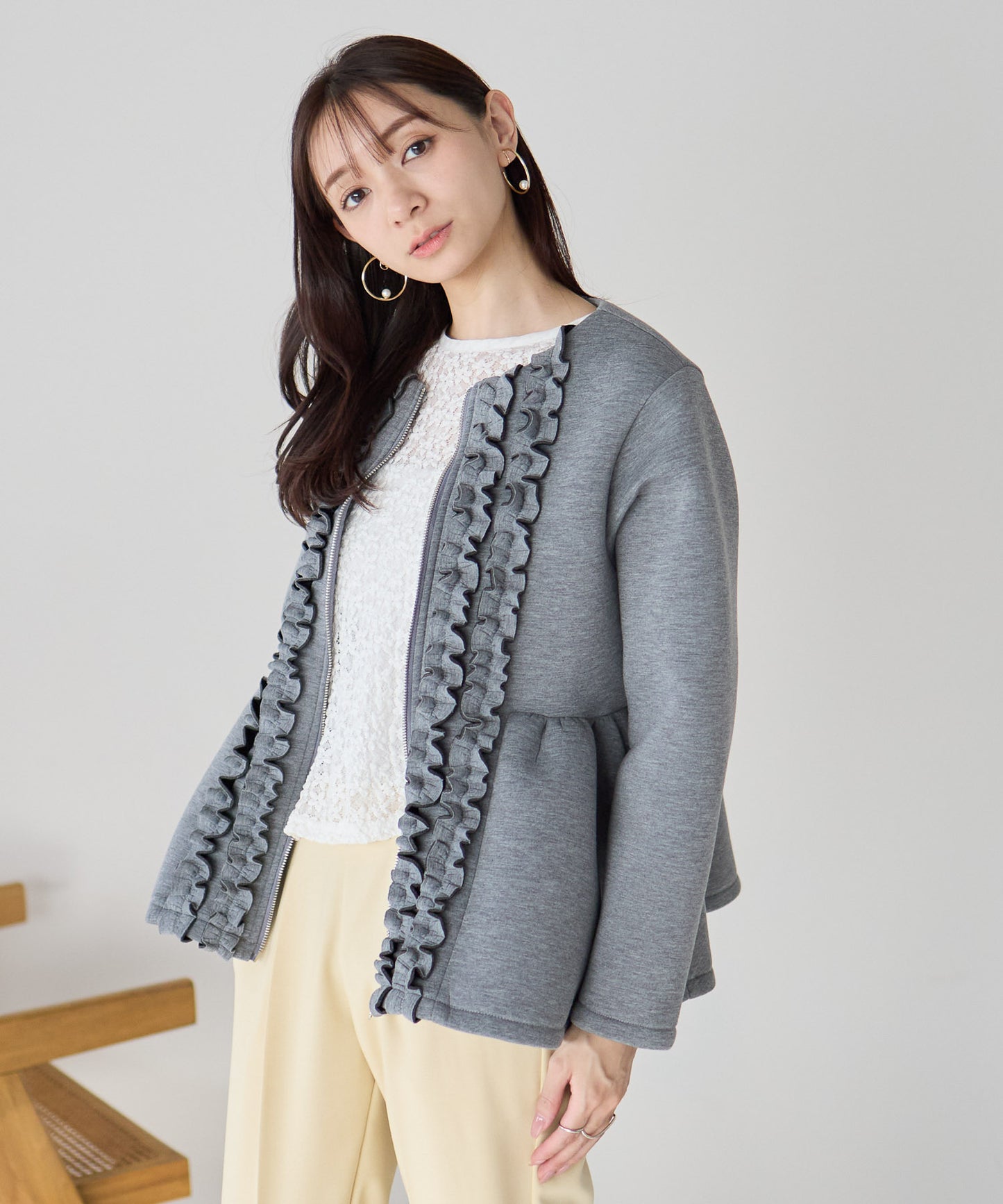 【1月25日(日)20時〜新発売】予約販売フロントフリルペプラムジャケット