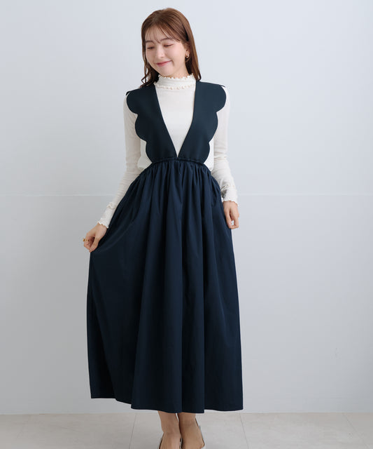 【2月15日(日)20時〜新発売】スカラップタフタ切替ジャンパースカート