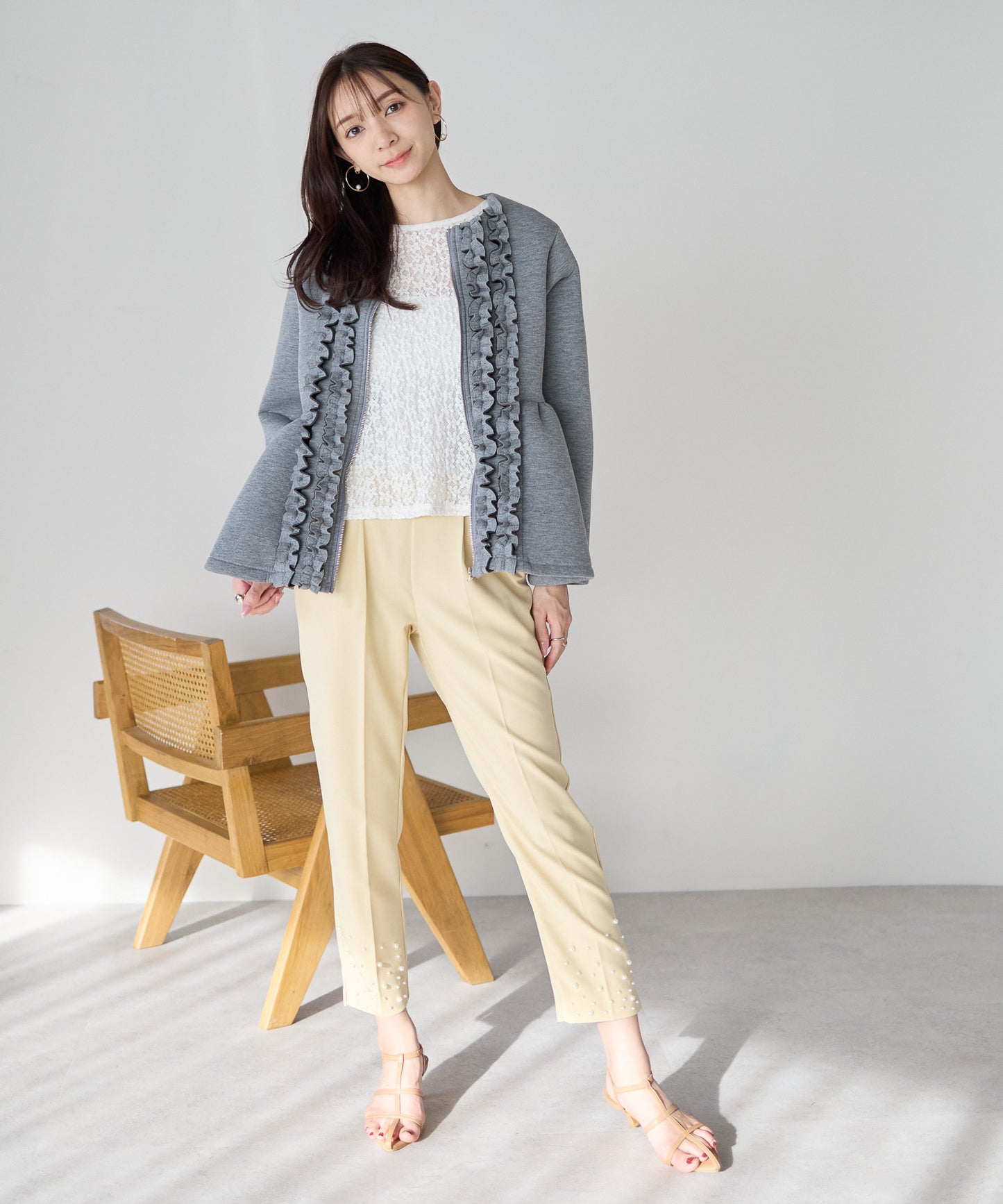 【1月25日(日)20時〜新発売】予約販売フロントフリルペプラムジャケット