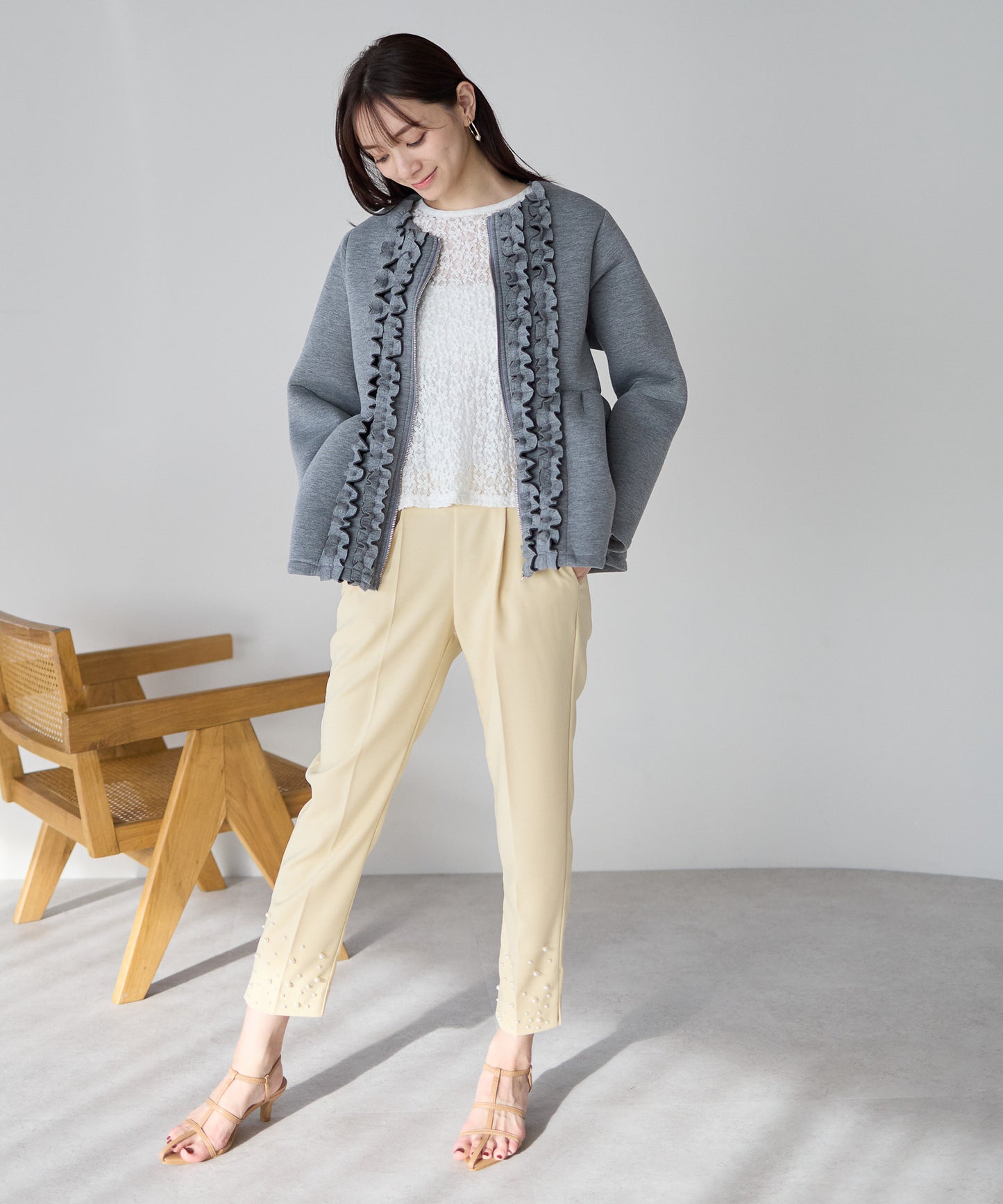 【1月25日(日)20時〜新発売】予約販売フロントフリルペプラムジャケット