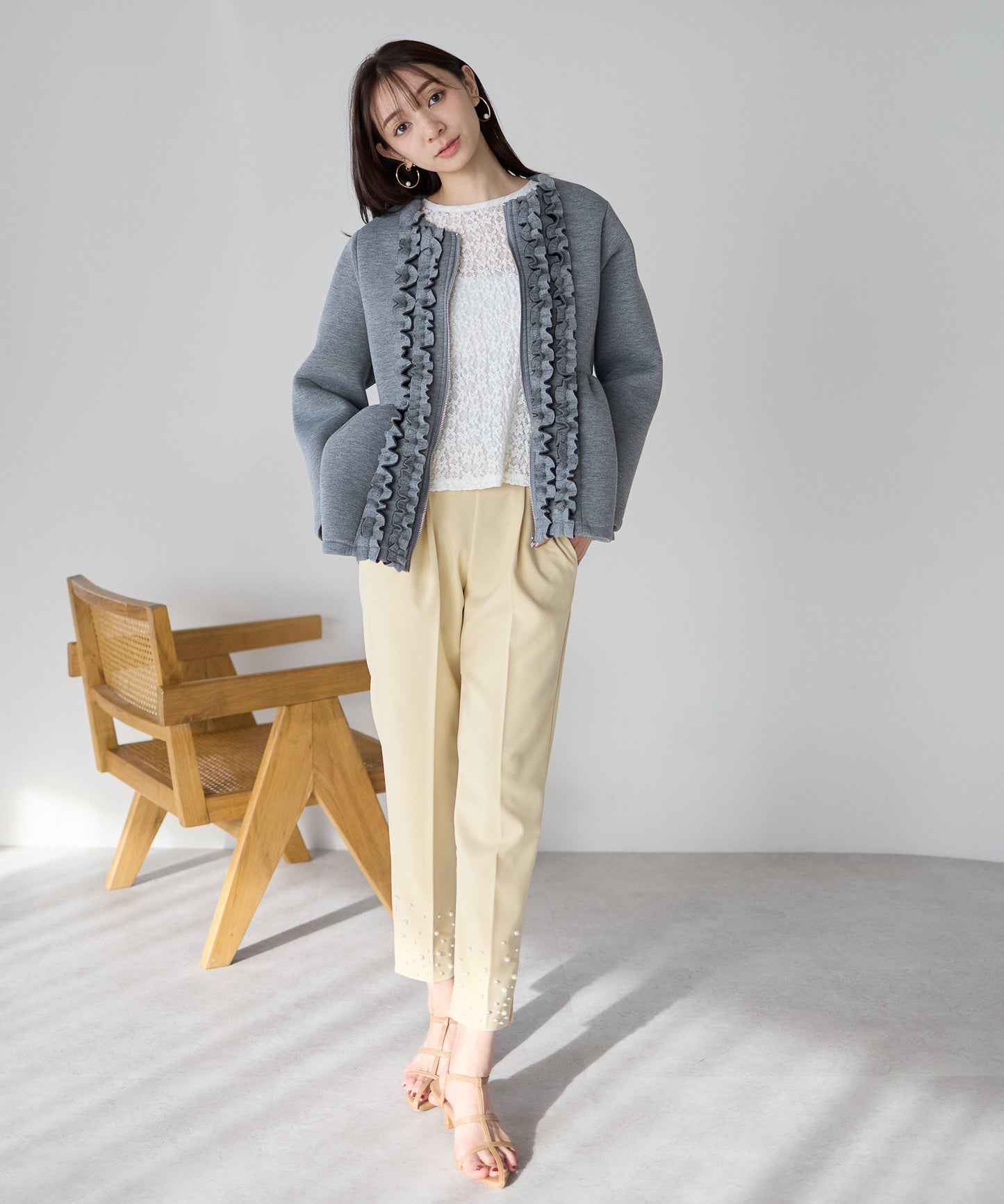 【1月25日(日)20時〜新発売】予約販売フロントフリルペプラムジャケット