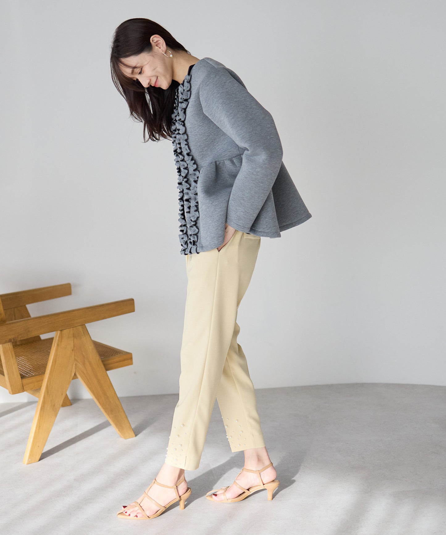 【1月25日(日)20時〜新発売】予約販売フロントフリルペプラムジャケット