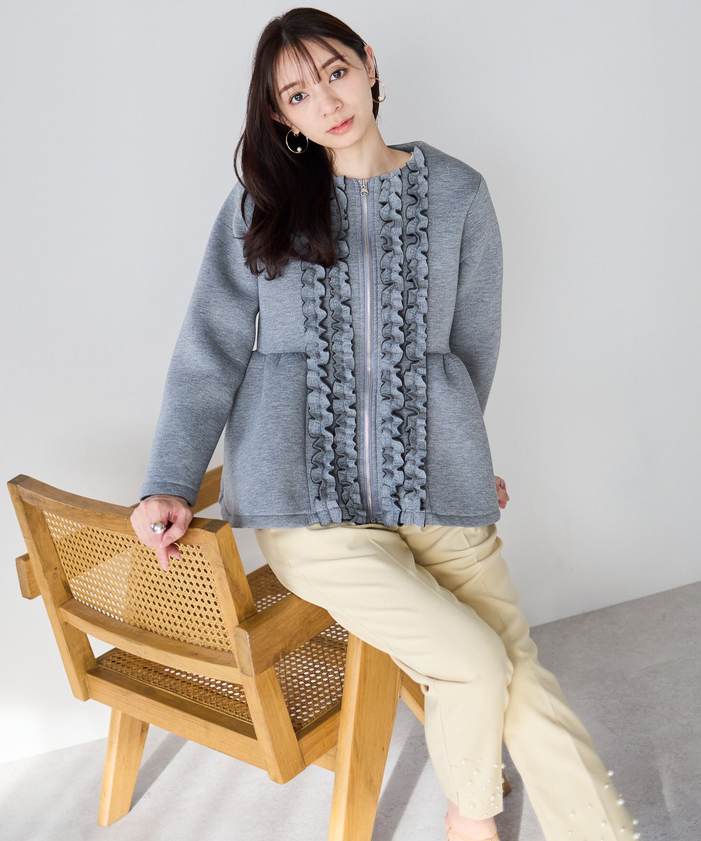 【1月25日(日)20時〜新発売】予約販売フロントフリルペプラムジャケット