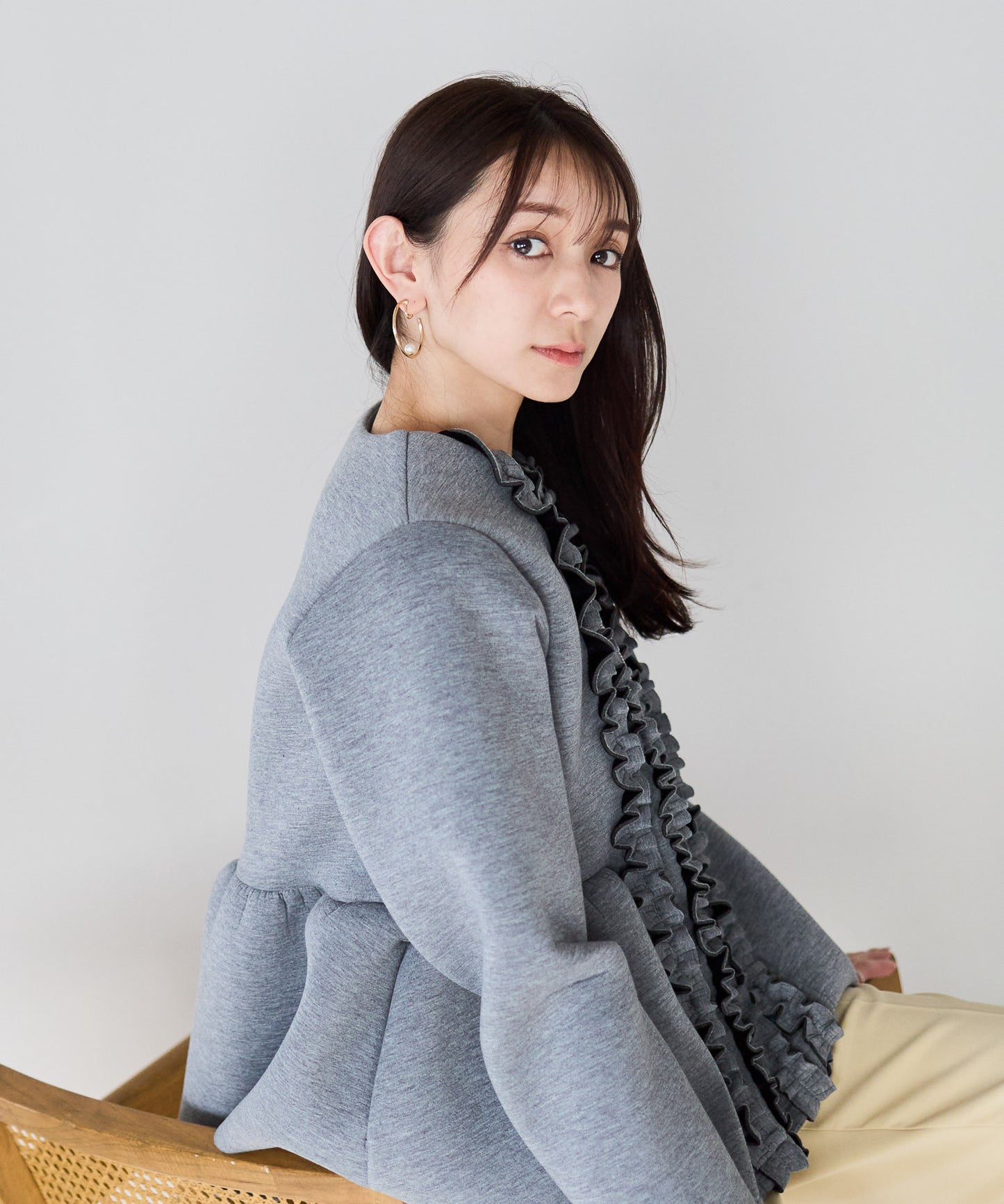 【1月25日(日)20時〜新発売】予約販売フロントフリルペプラムジャケット