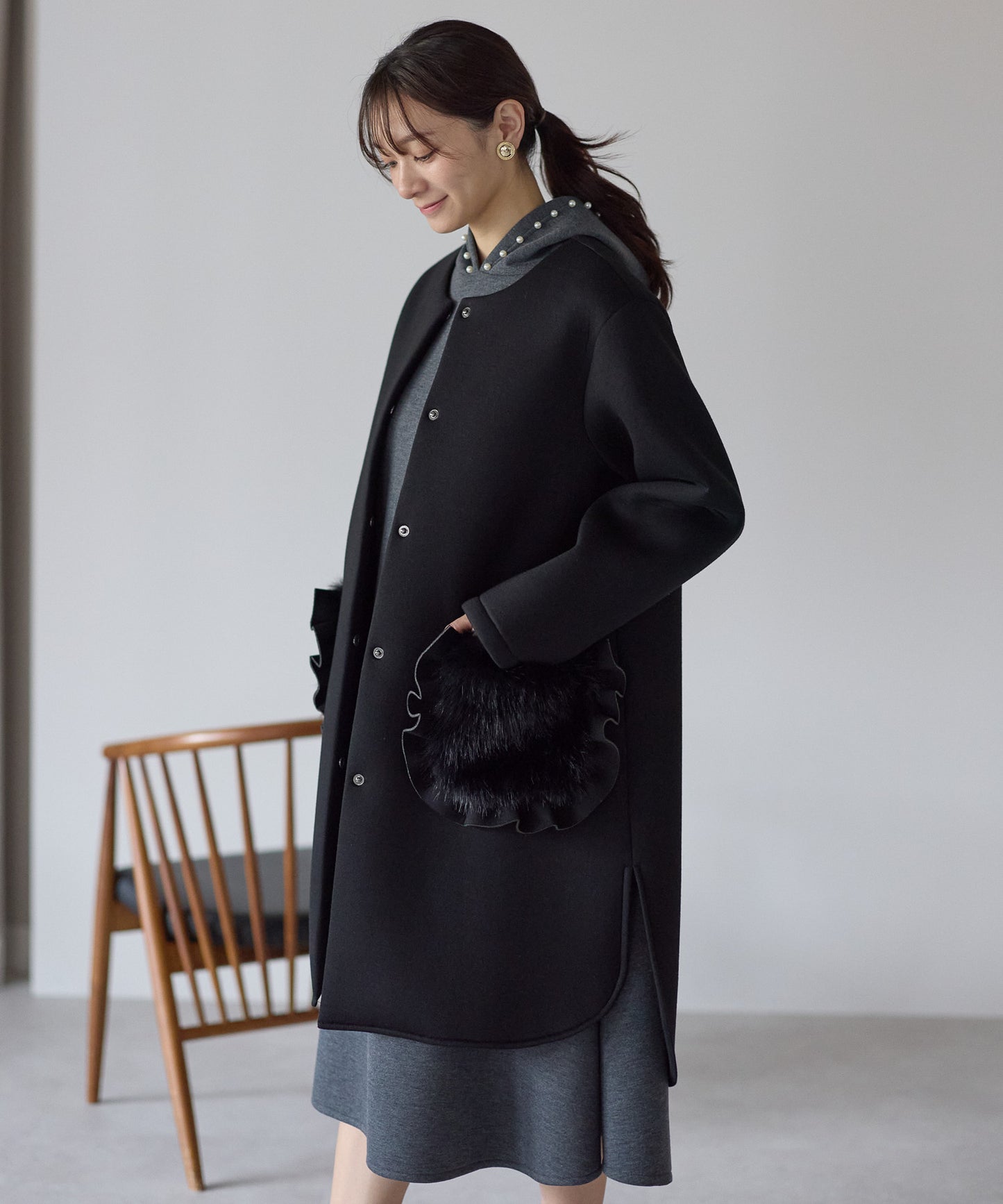 【12月5日(金)13時〜新発売】フリルファーポケットコート