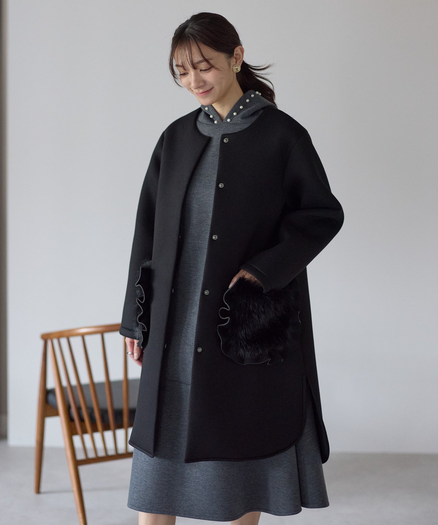 【12月5日(金)13時〜新発売】フリルファーポケットコート