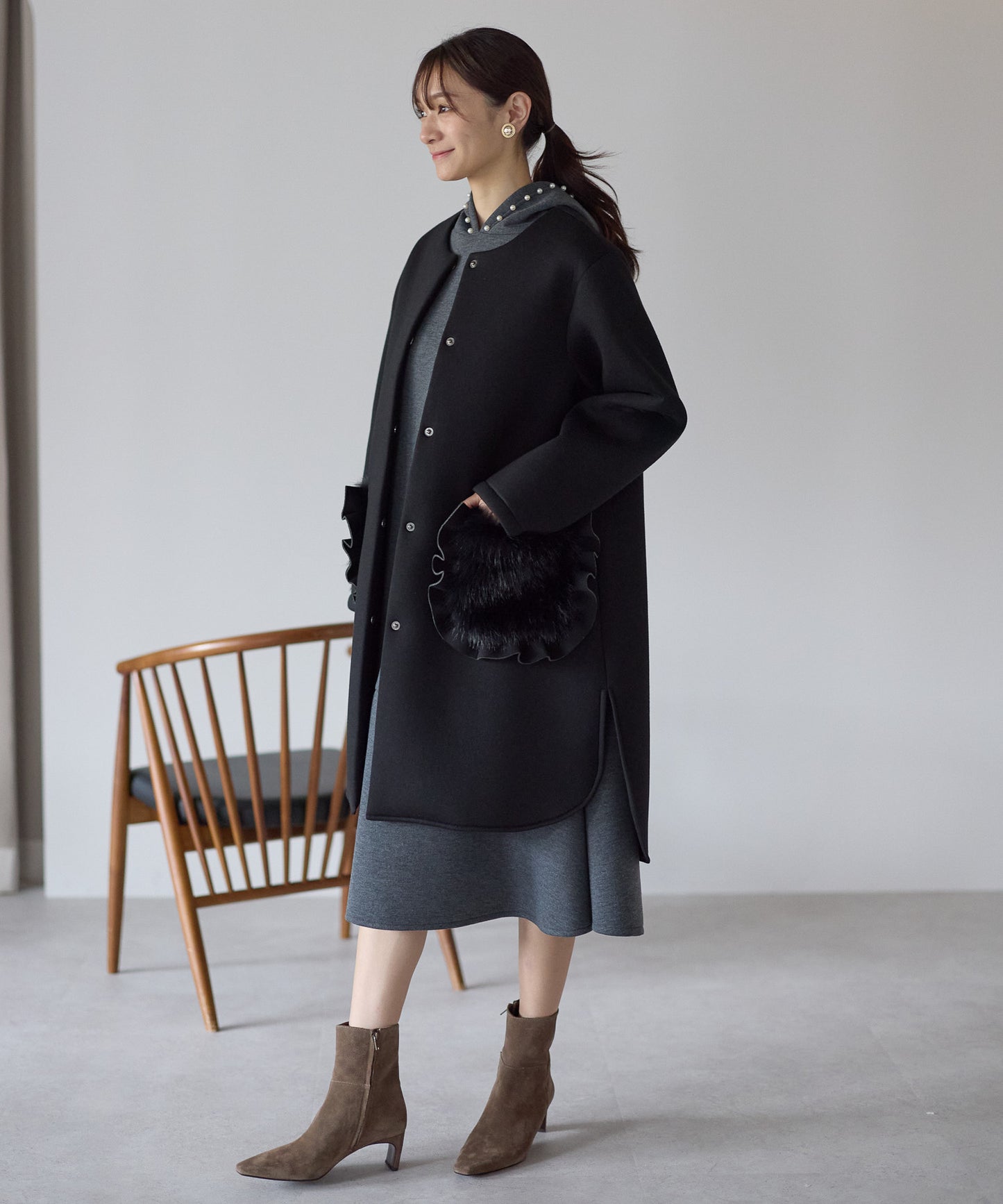 【12月5日(金)13時〜新発売】フリルファーポケットコート