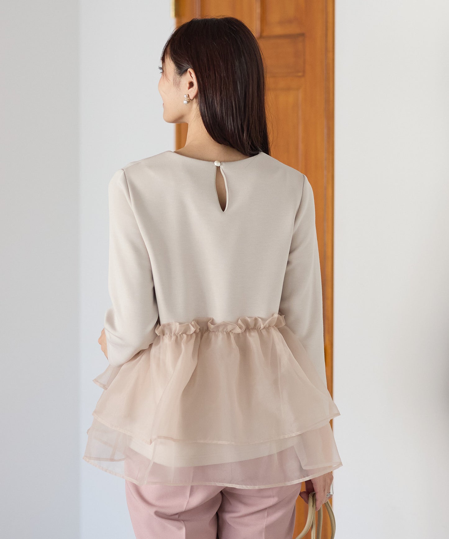 【11月9日(日)20時〜新発売】チュールペプラム裏起毛トップス(11月末頃発送）