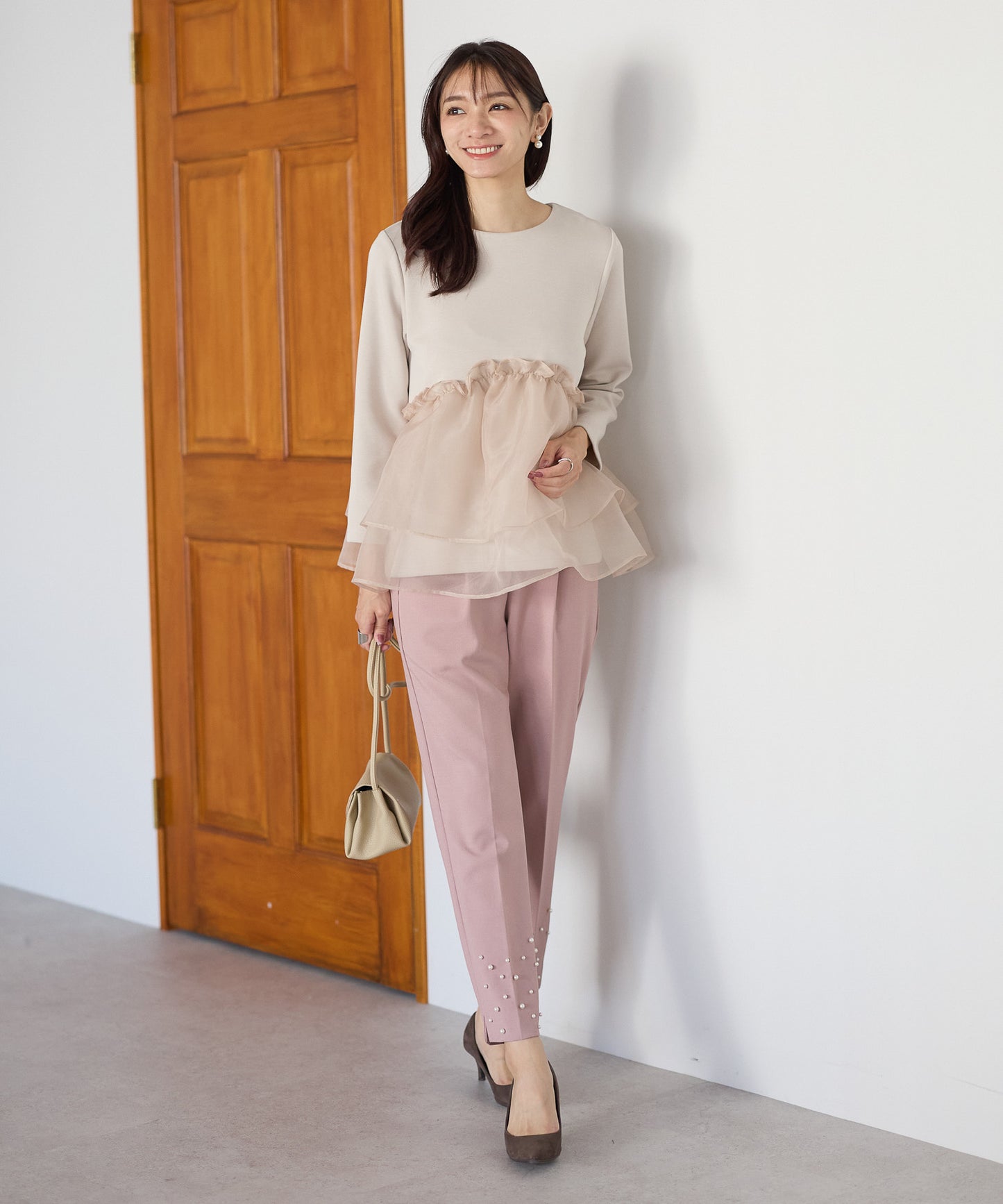 【11月9日(日)20時〜新発売】チュールペプラム裏起毛トップス(11月末頃発送）