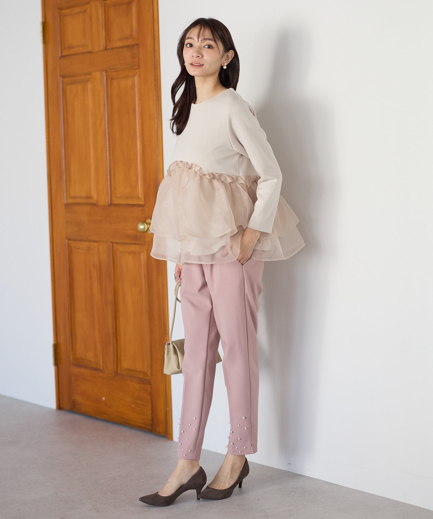 【11月9日(日)20時〜新発売】チュールペプラム裏起毛トップス(11月末頃発送）