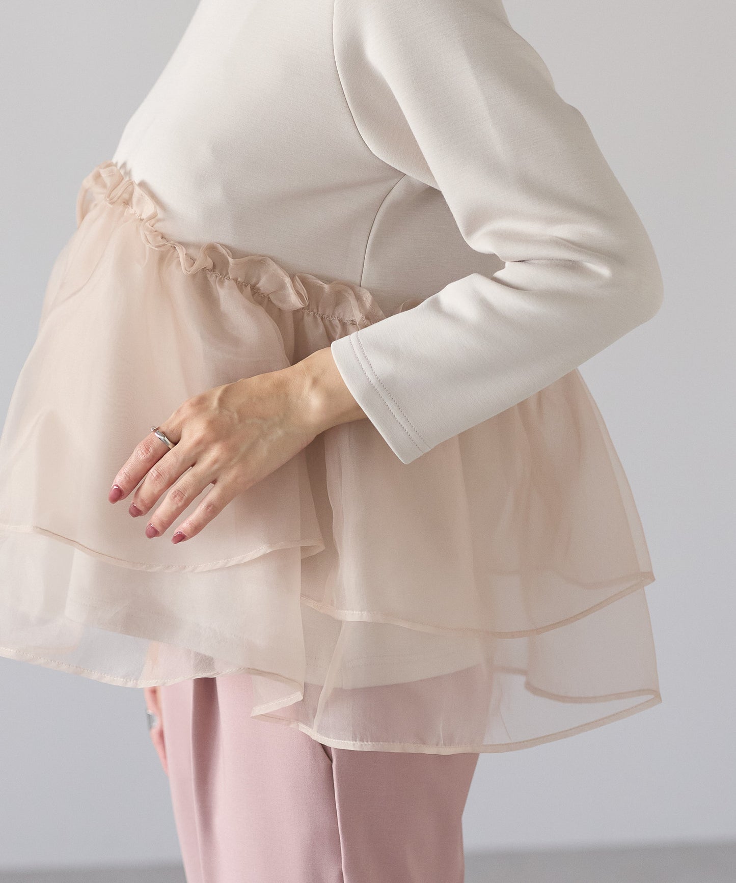 【11月9日(日)20時〜新発売】チュールペプラム裏起毛トップス(11月末頃発送）