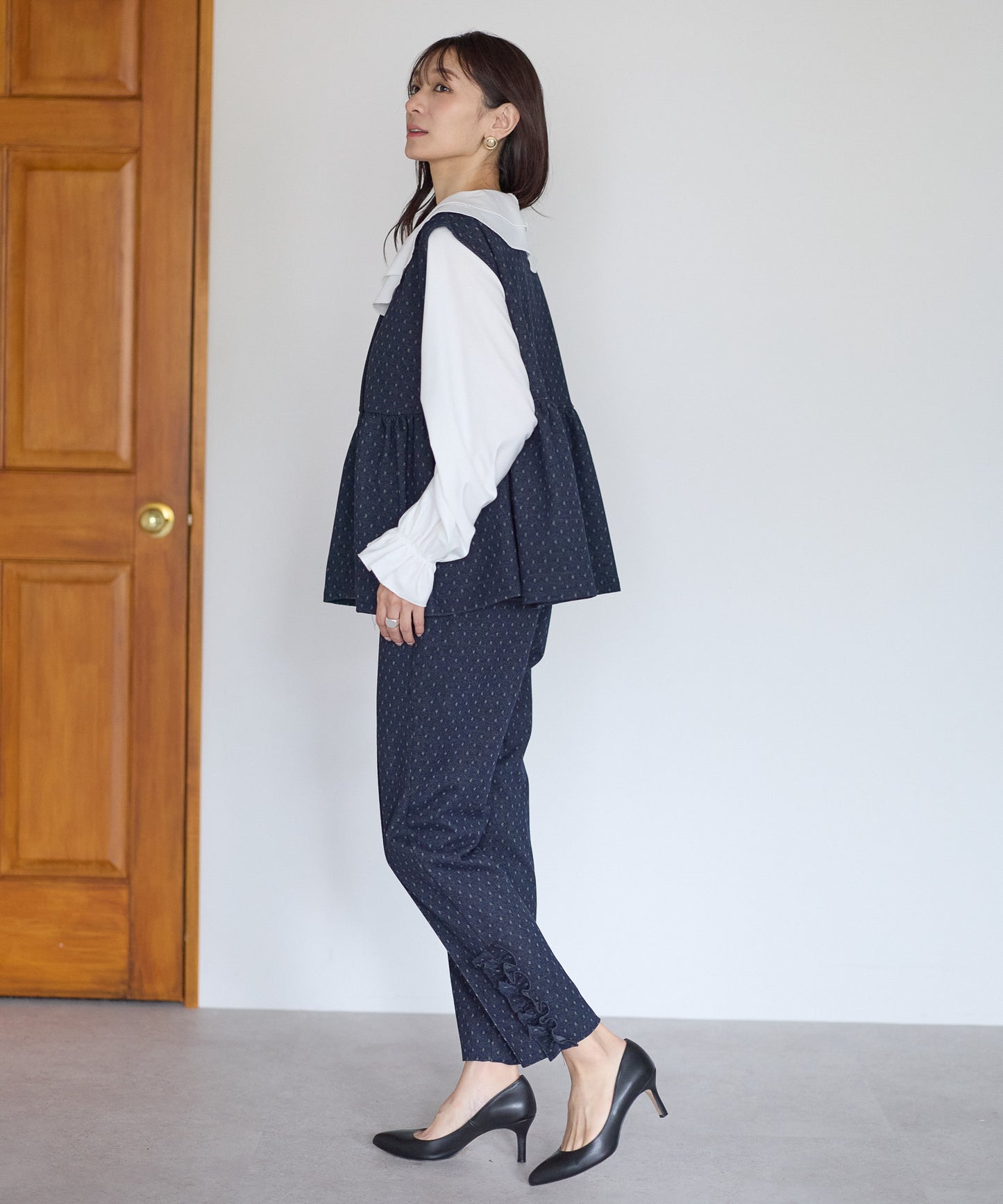 【1月11日(日)20時〜新発売】スノードットフリルテーパードパンツ