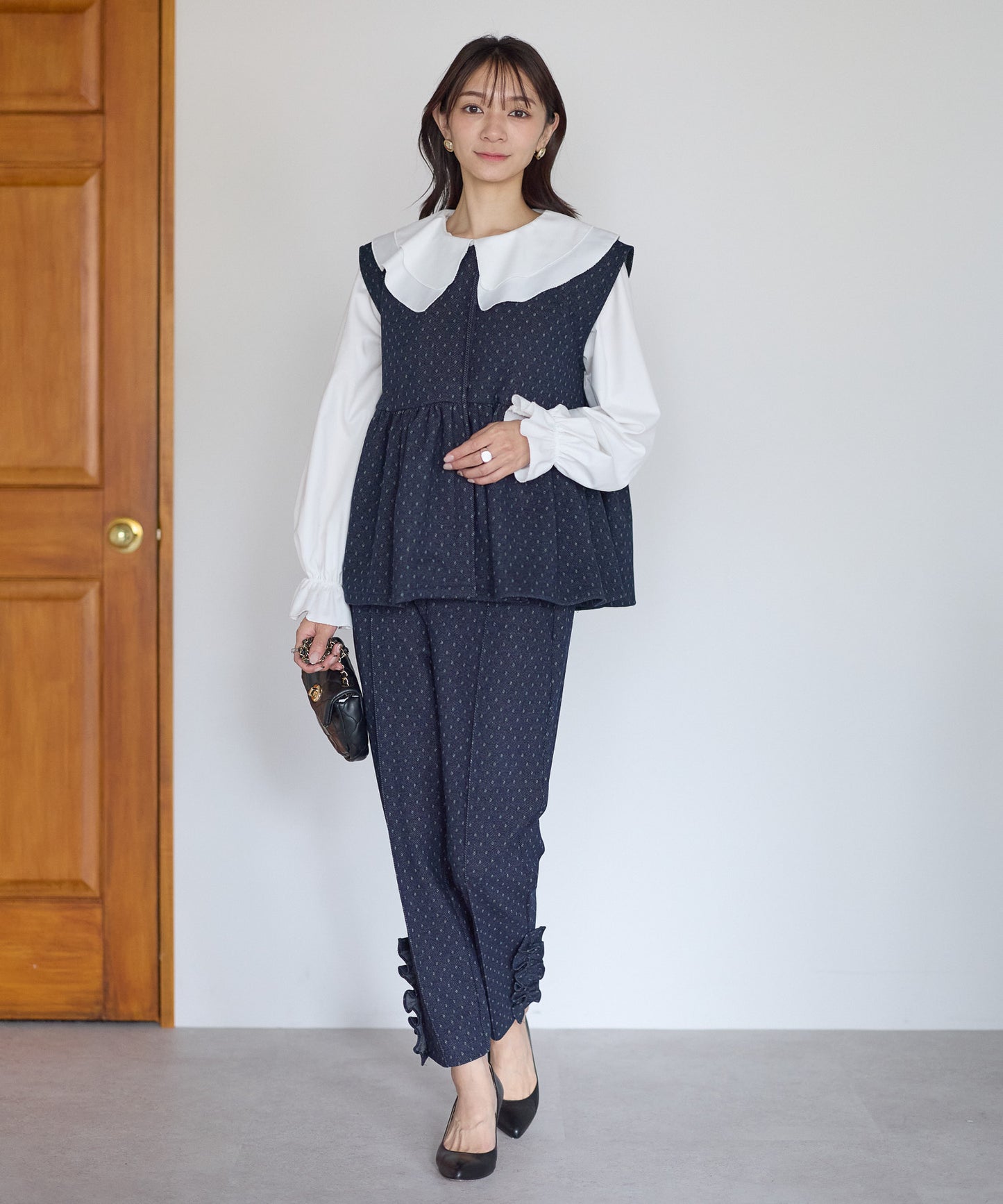 【1月11日(日)20時〜新発売】スノードットフリルテーパードパンツ