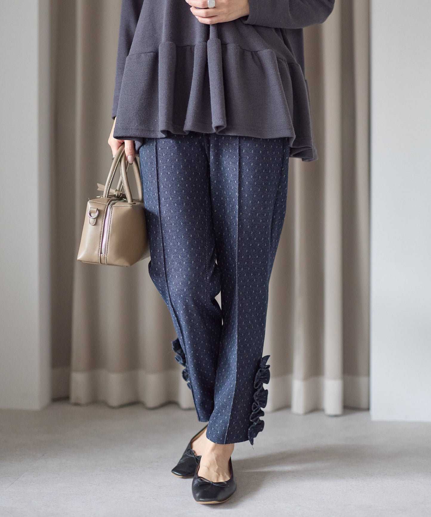 【1月11日(日)20時〜新発売】スノードットフリルテーパードパンツ