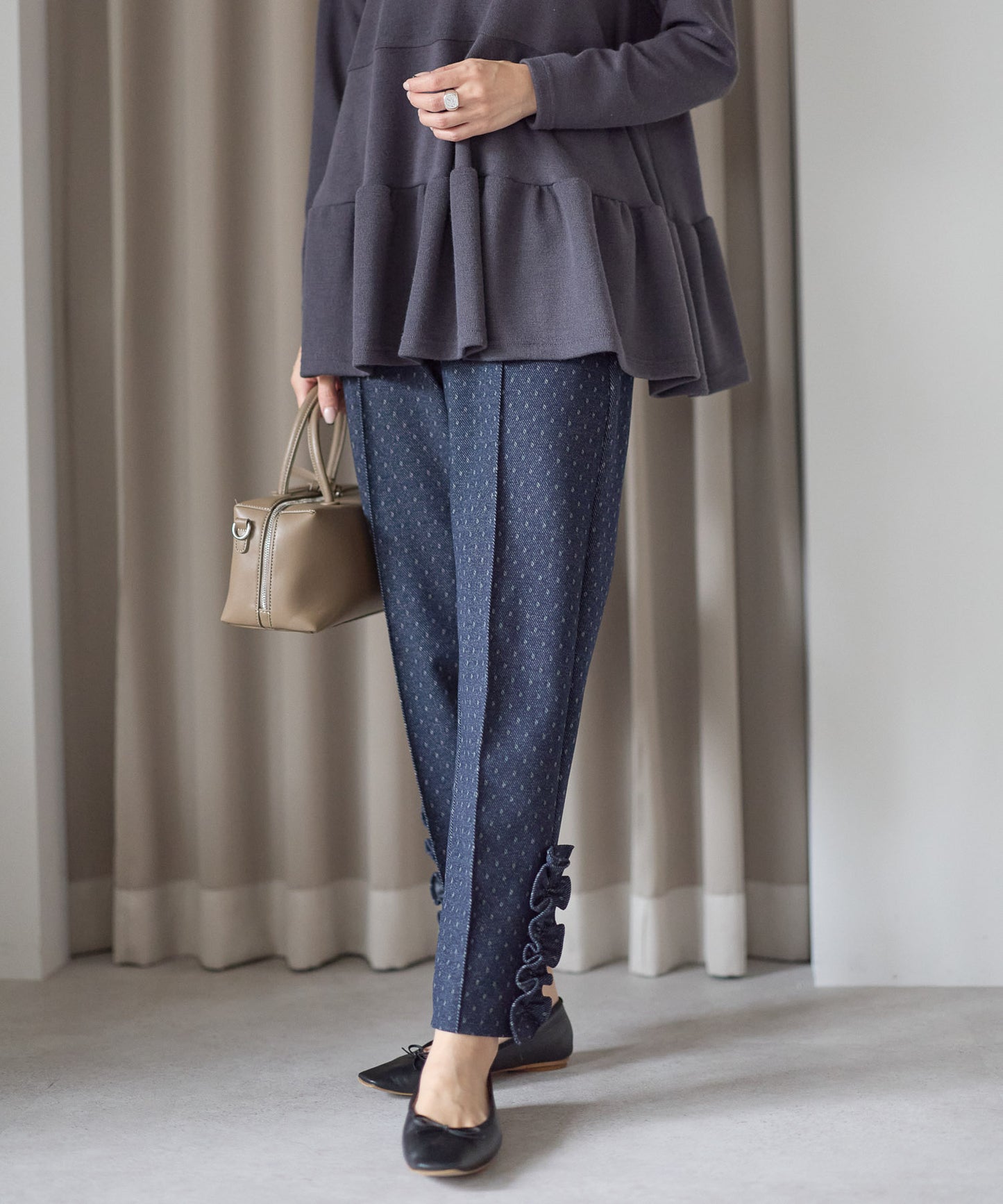 【1月11日(日)20時〜新発売】スノードットフリルテーパードパンツ