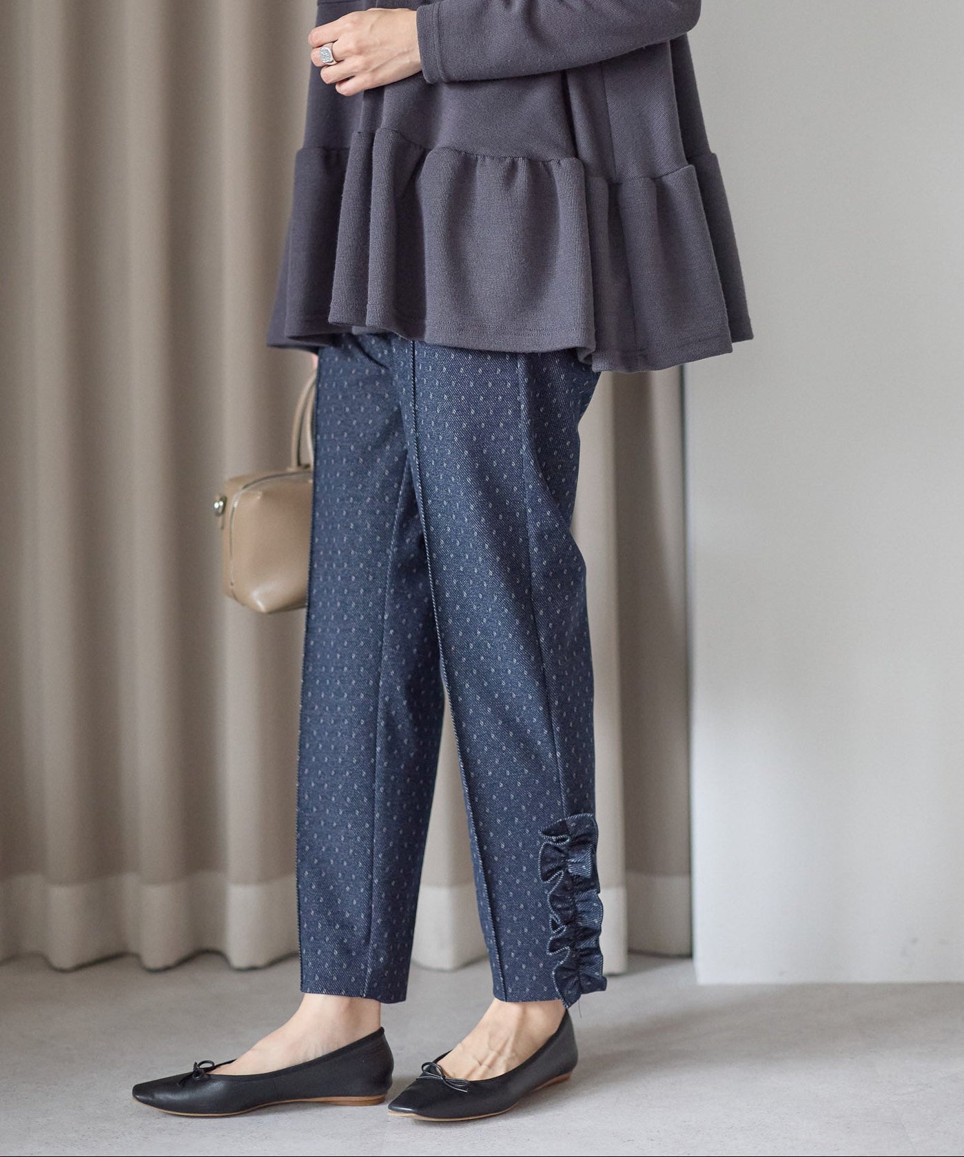 【1月11日(日)20時〜新発売】スノードットフリルテーパードパンツ