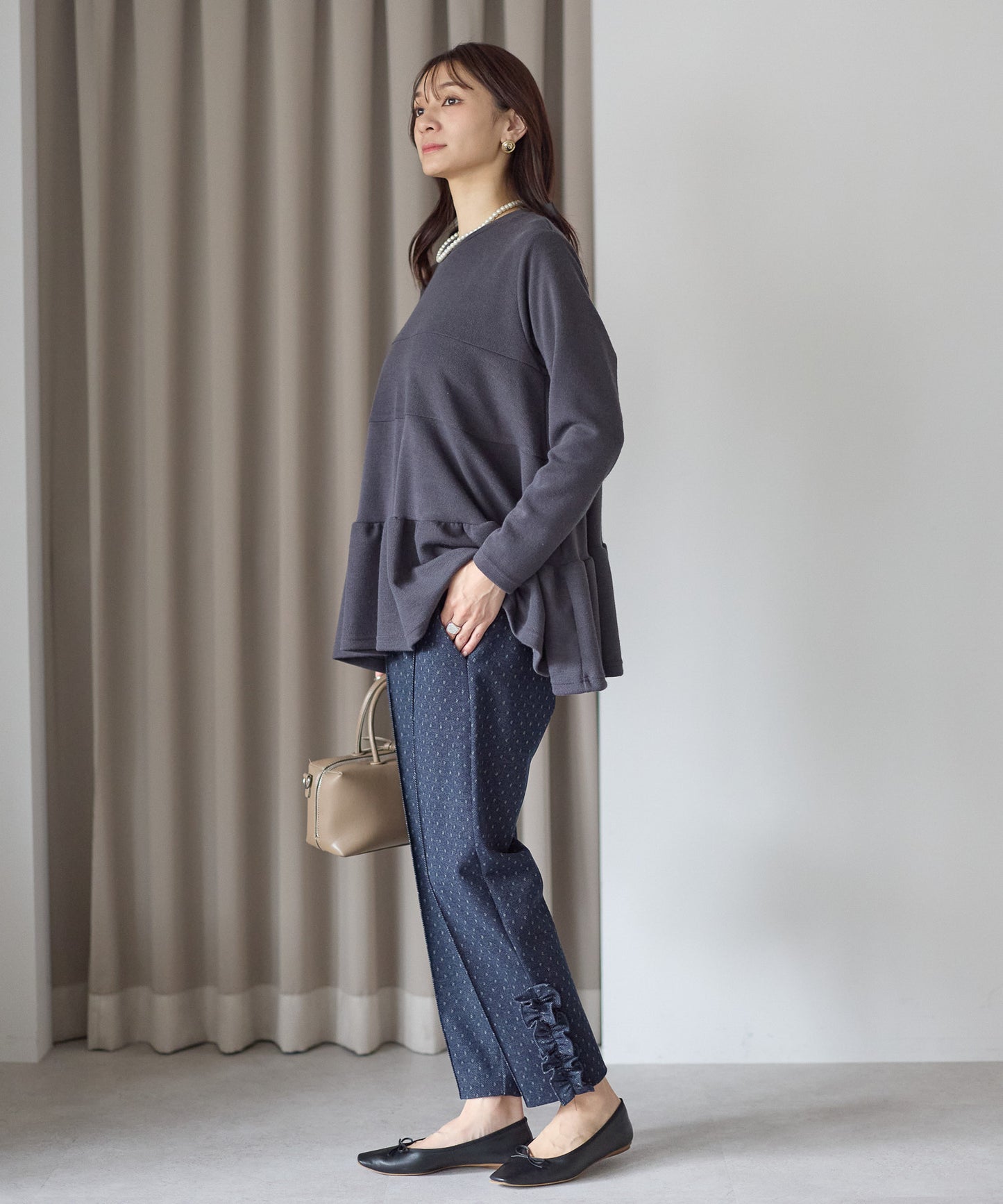 【1月11日(日)20時〜新発売】スノードットフリルテーパードパンツ