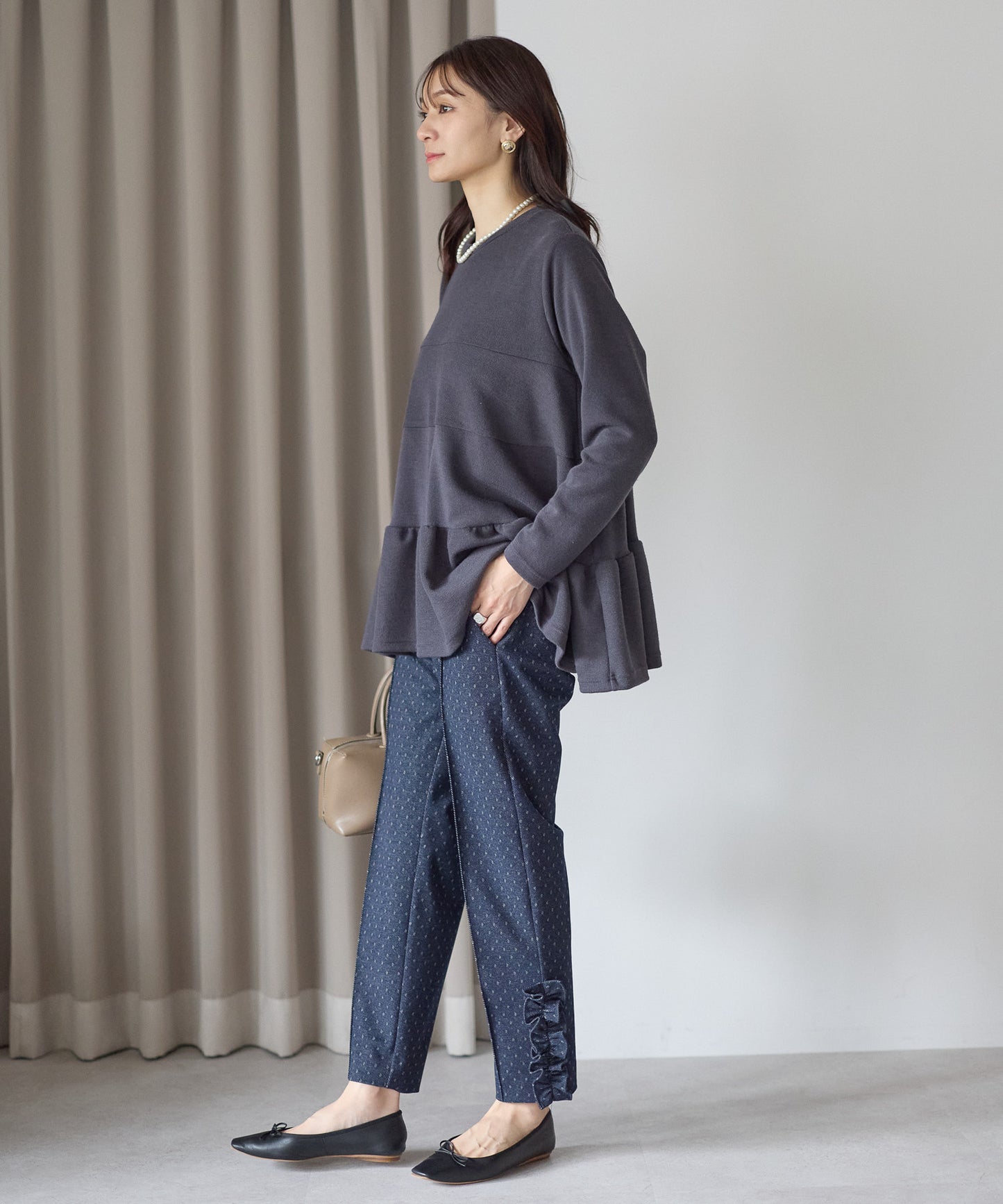 【1月11日(日)20時〜新発売】スノードットフリルテーパードパンツ