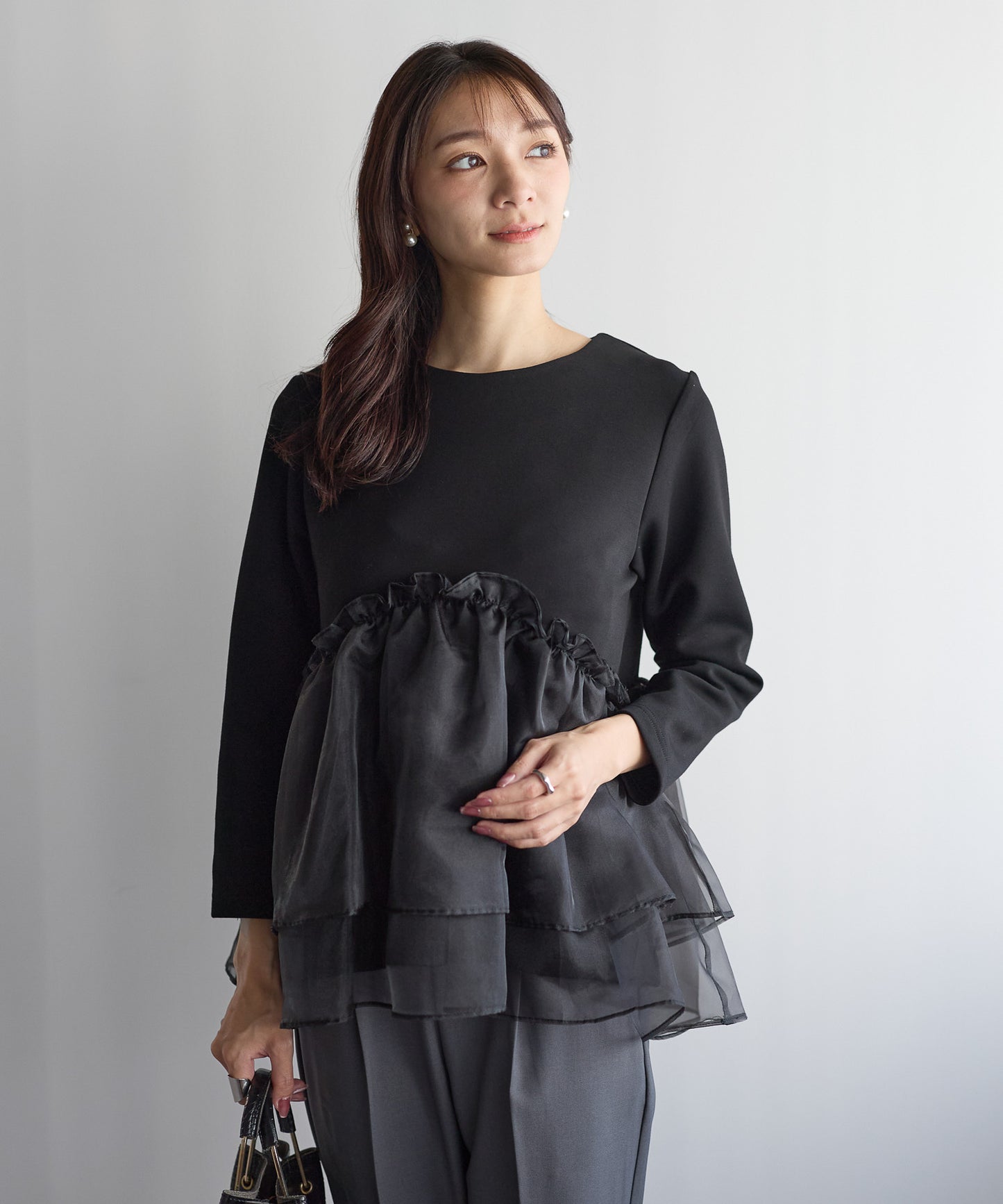 【11月9日(日)20時〜新発売】チュールペプラム裏起毛トップス(11月末頃発送）
