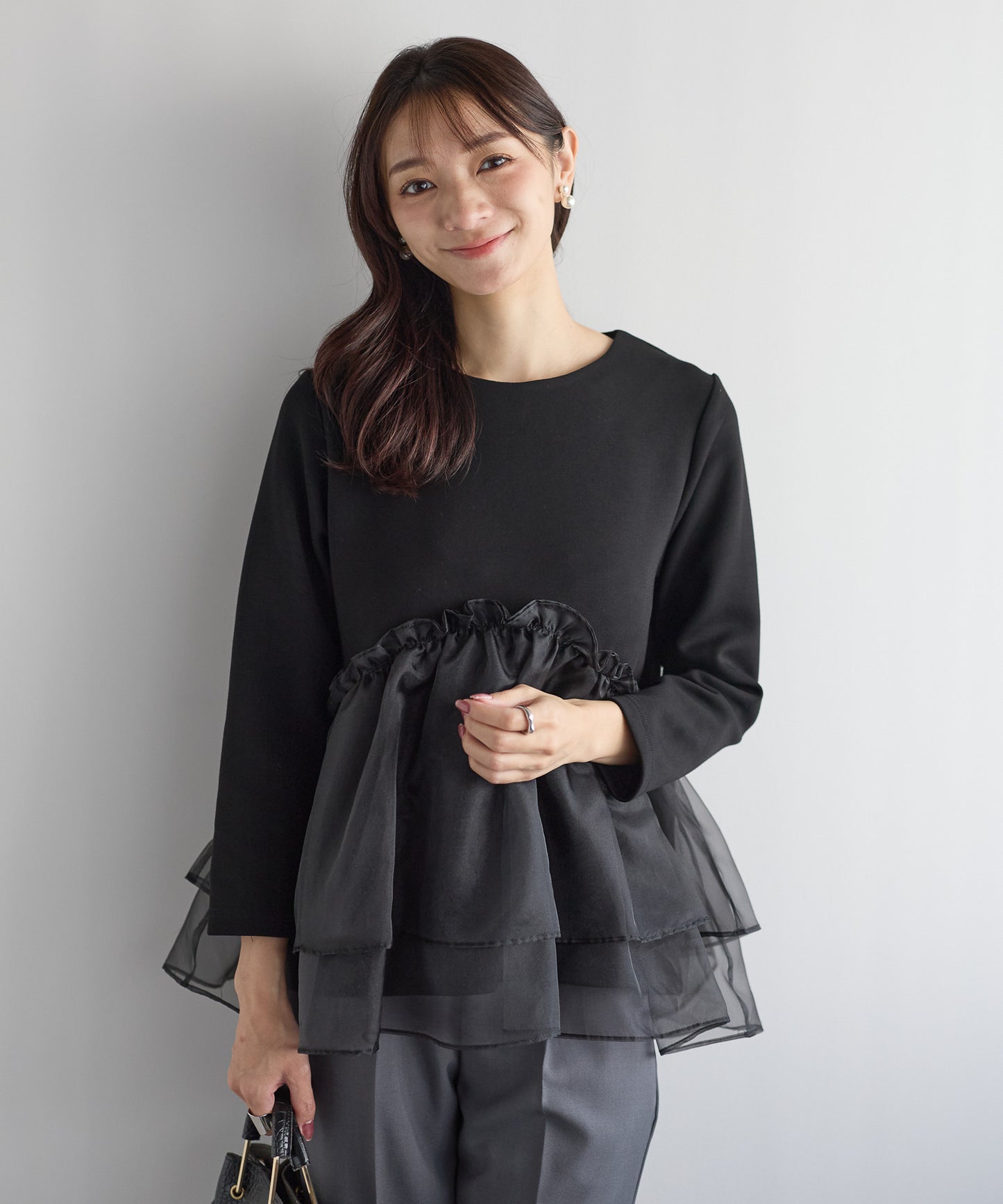 【11月9日(日)20時〜新発売】チュールペプラム裏起毛トップス(11月末頃発送）