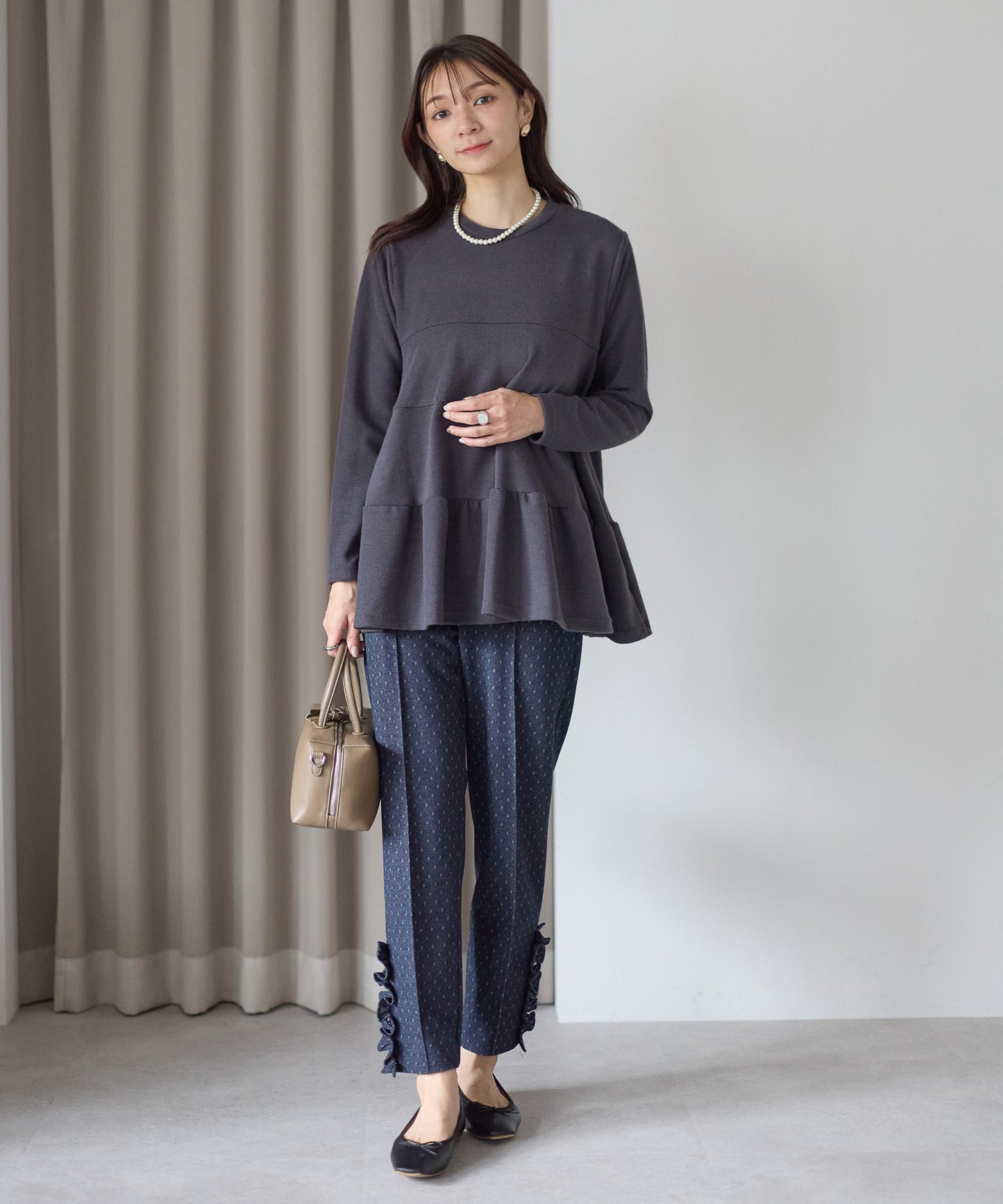 【1月11日(日)20時〜新発売】スノードットフリルテーパードパンツ