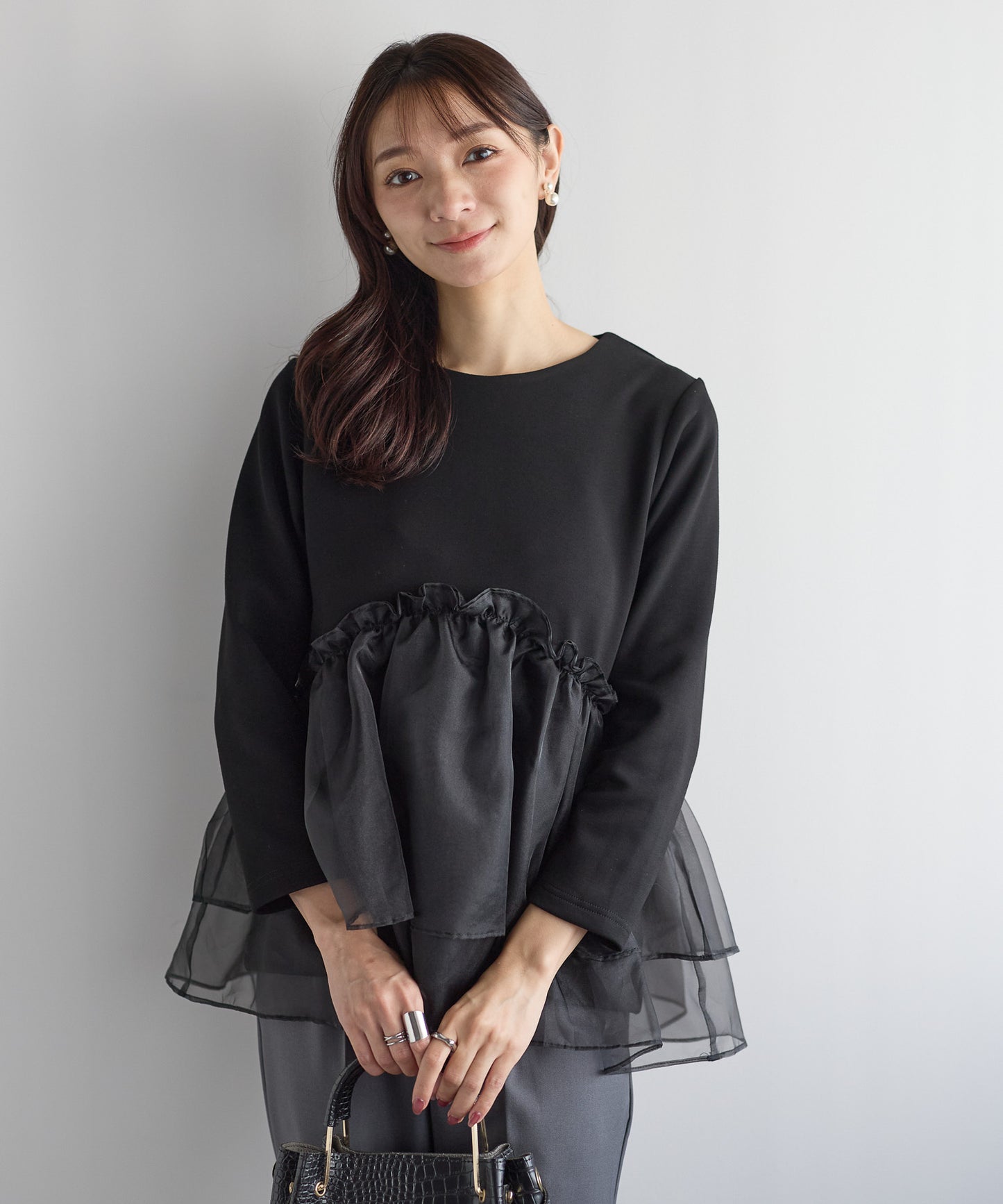 【11月9日(日)20時〜新発売】チュールペプラム裏起毛トップス(11月末頃発送）