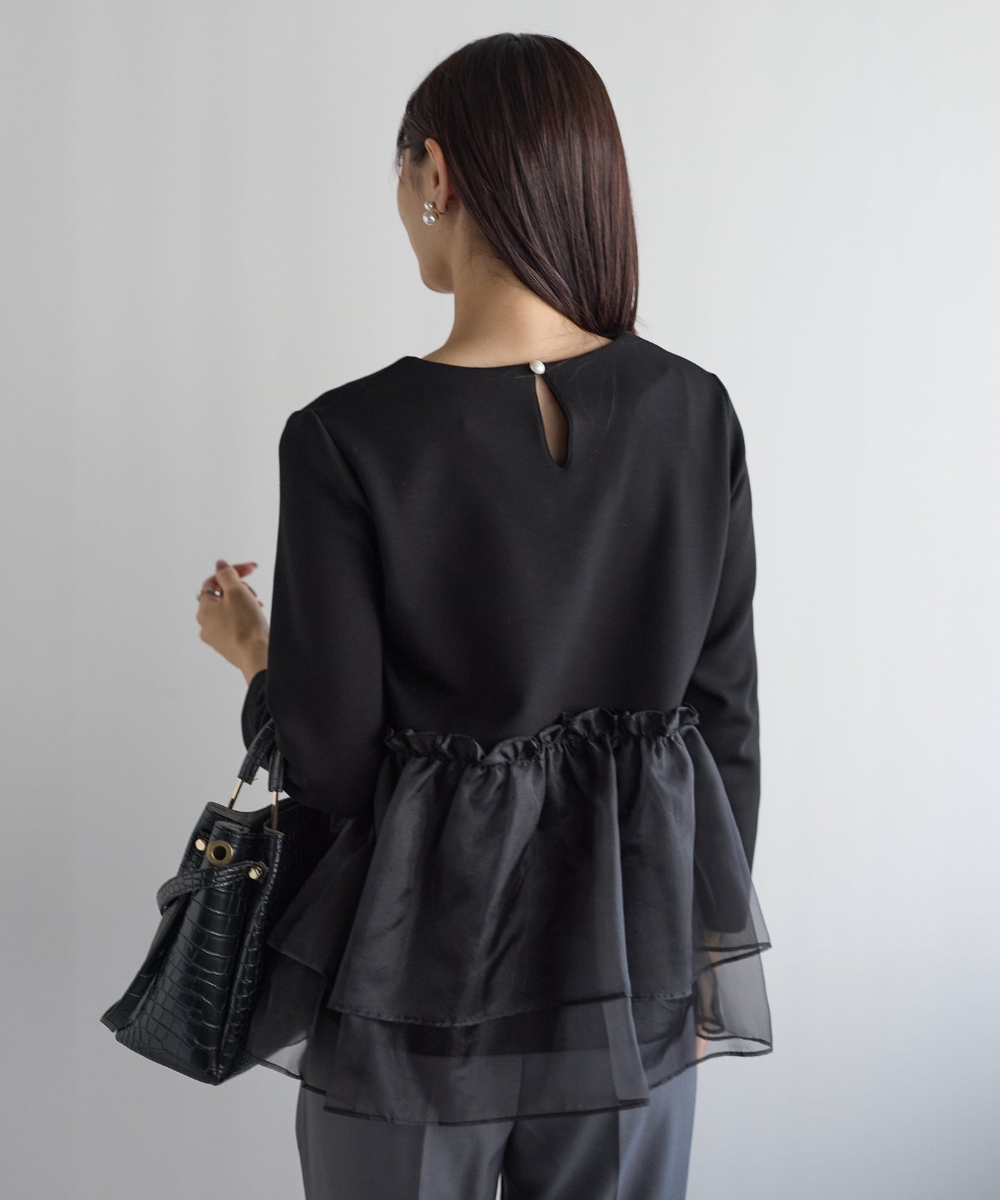 【11月9日(日)20時〜新発売】チュールペプラム裏起毛トップス(11月末頃発送）