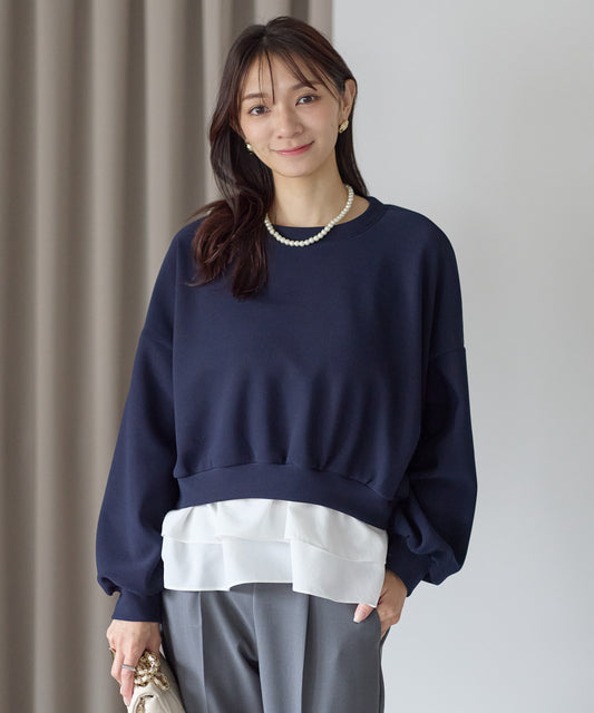 【12月5日(金)13時〜新発売】裏起毛フリルレイヤードトップス　