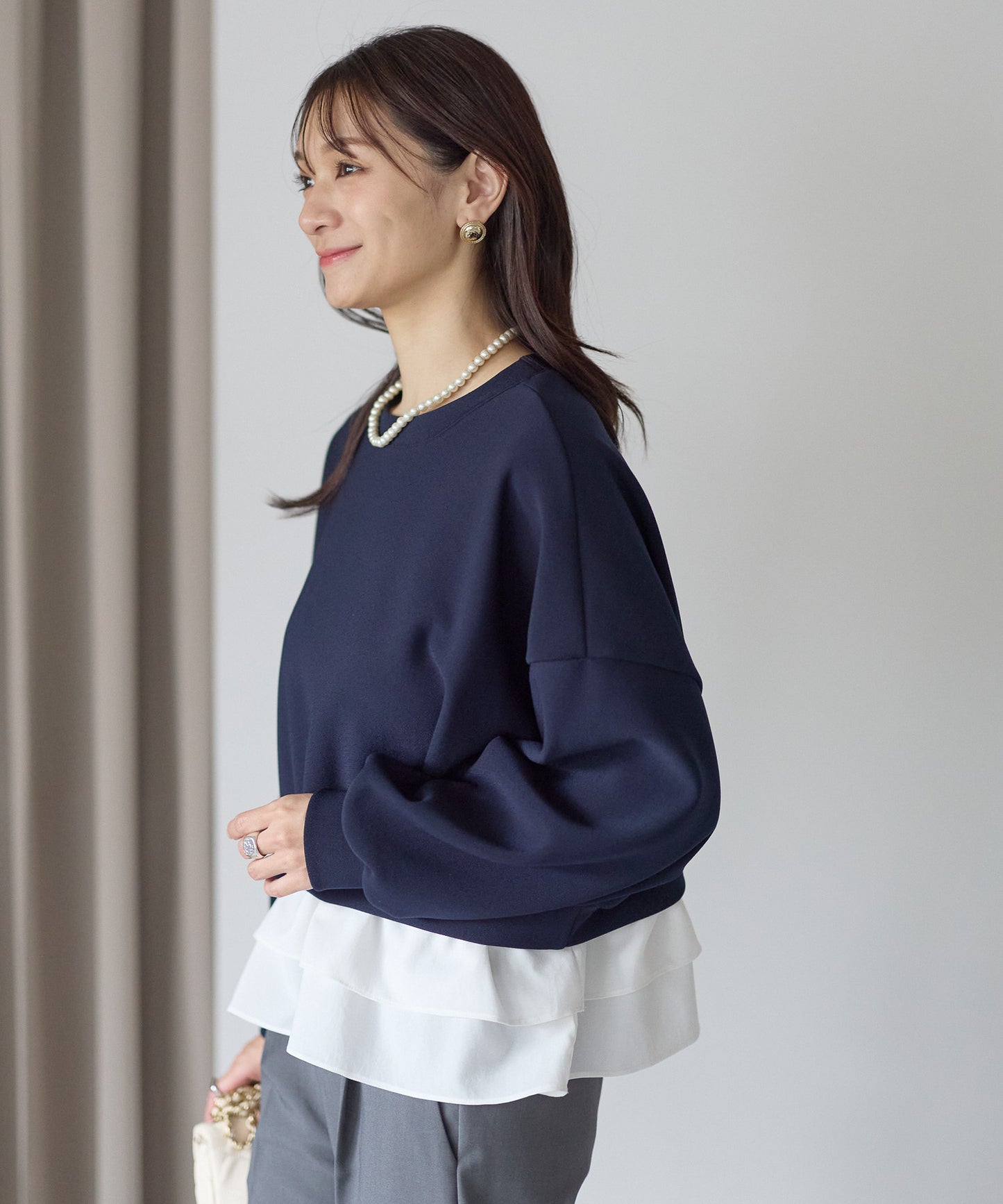 【12月5日(金)13時〜新発売】裏起毛フリルレイヤードトップス　